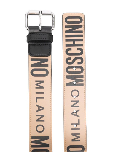 Moschino logo-print leather belt outlook