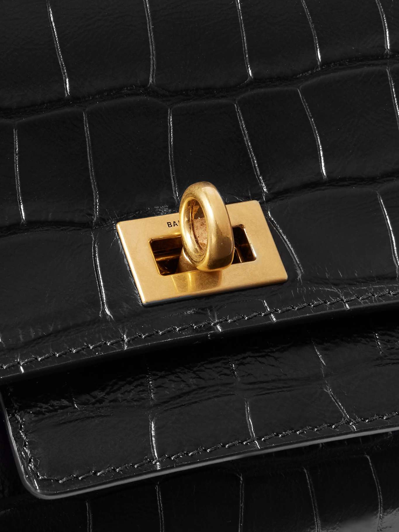Bel Air small croc-effect leather clutch Black - 4