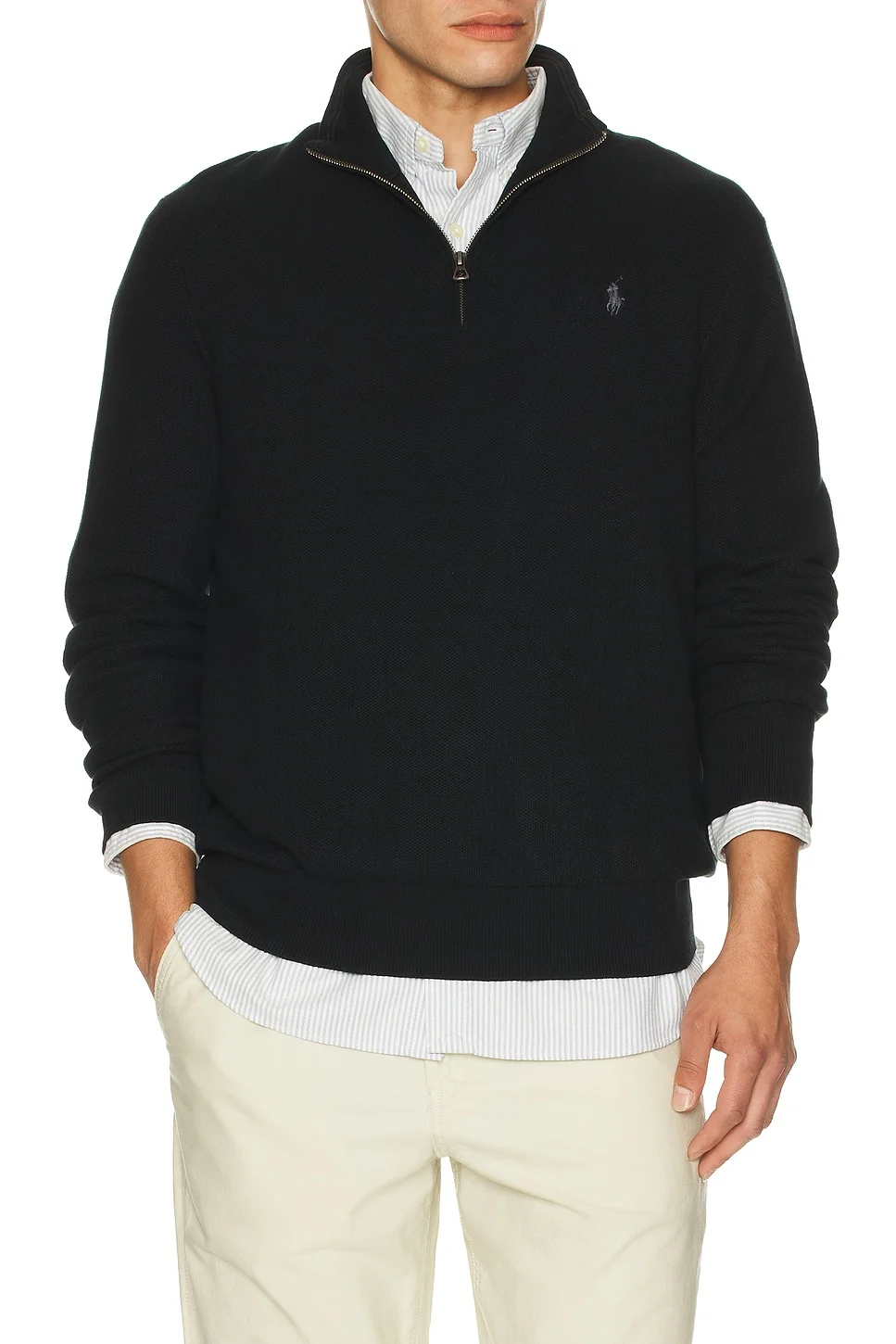 Cotton 1/2 Zip Pullover Sweater - 1