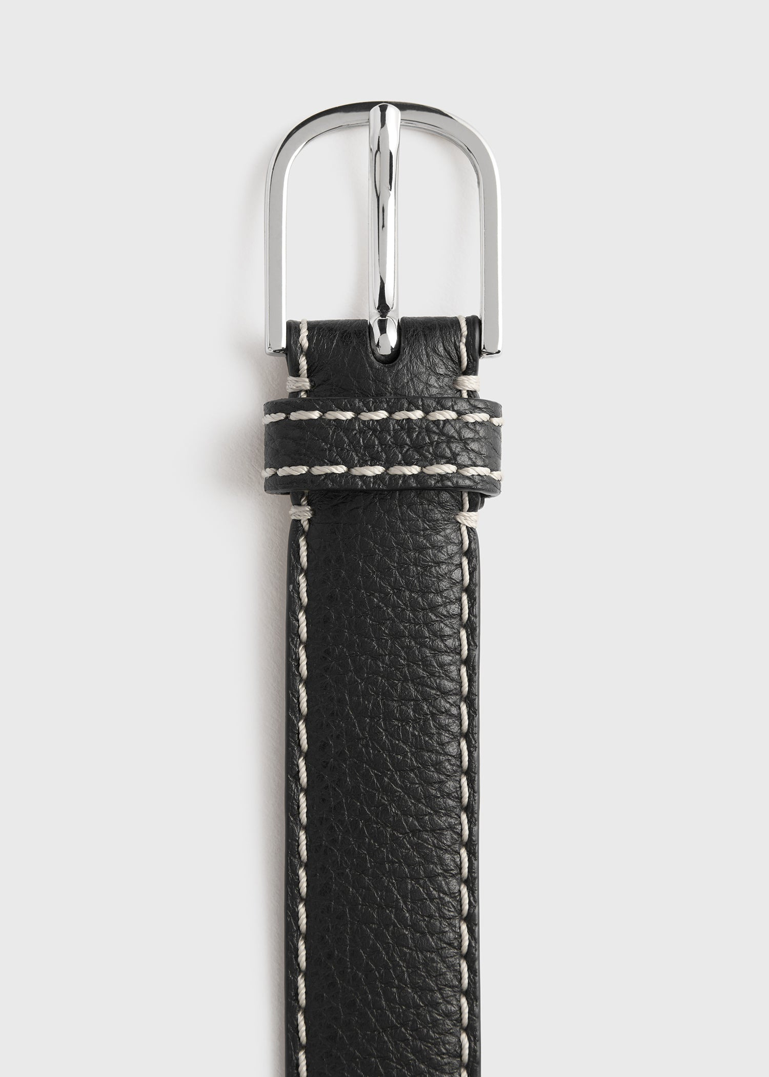 Slim trouser leather belt black grain - 4