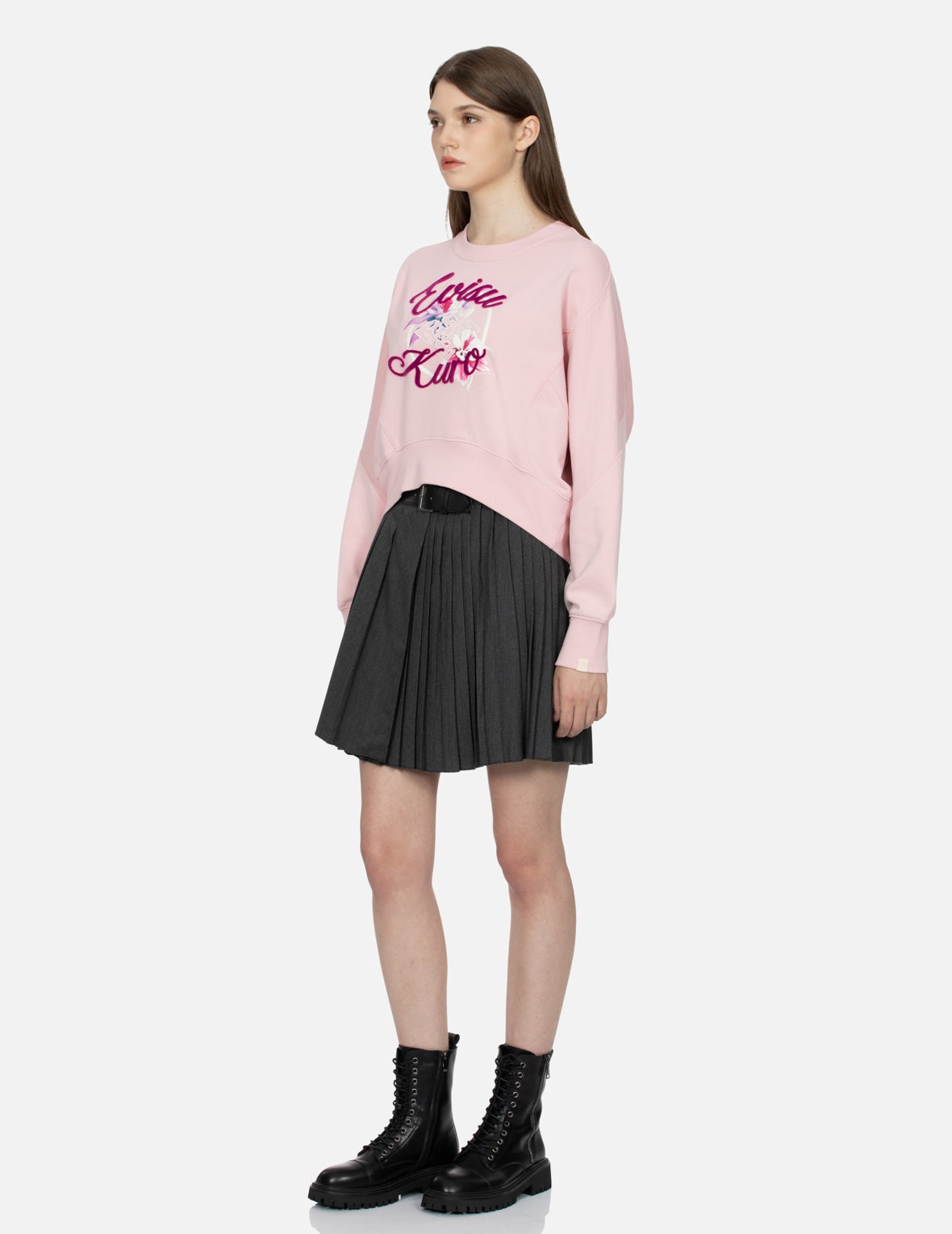 Floral Kamon Print and Logo Jacquard Loose Fit Sweatshirt - 3
