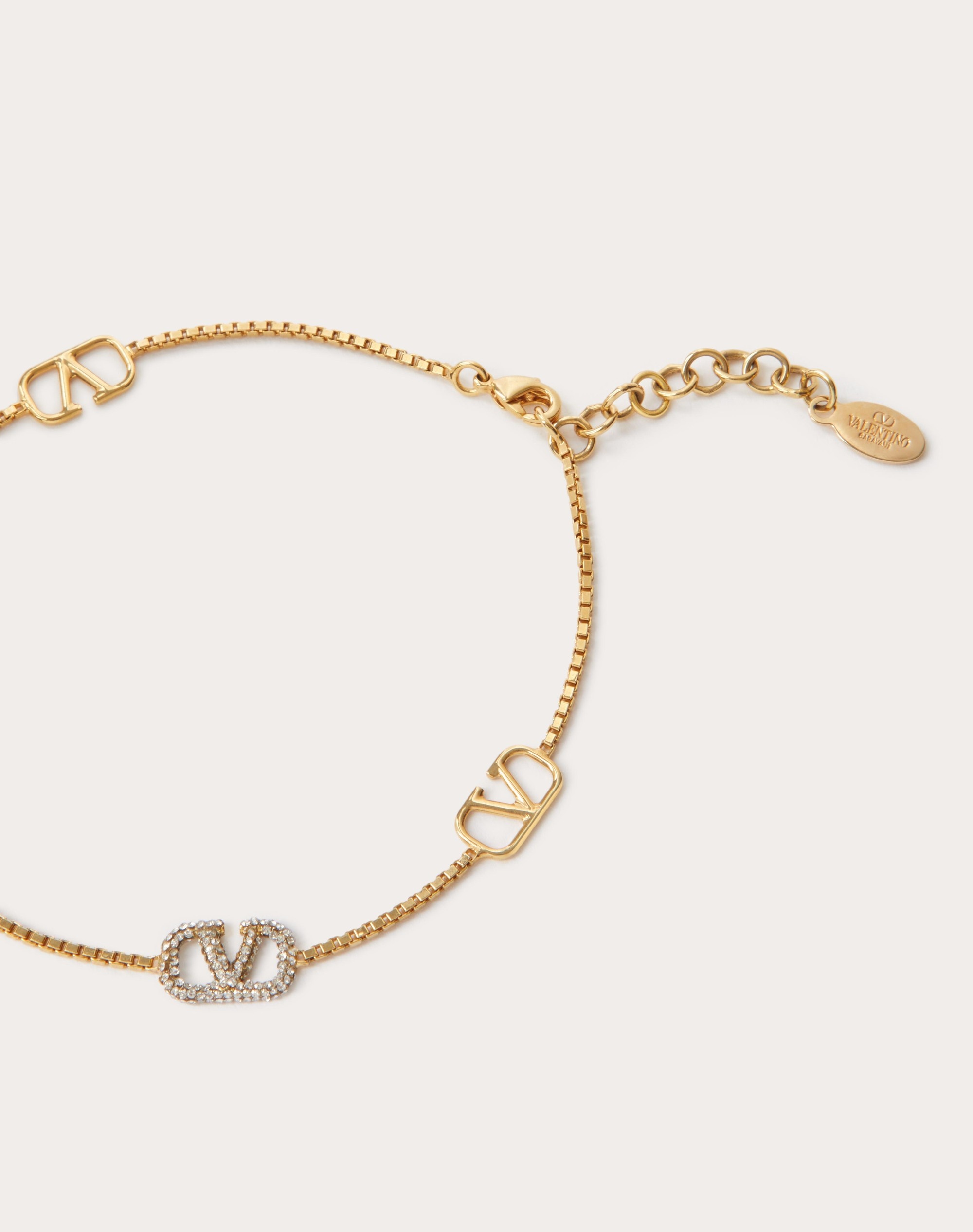 VLOGO SIGNATURE METAL AND SWAROVSKI® CRYSTAL ANKLET - 4