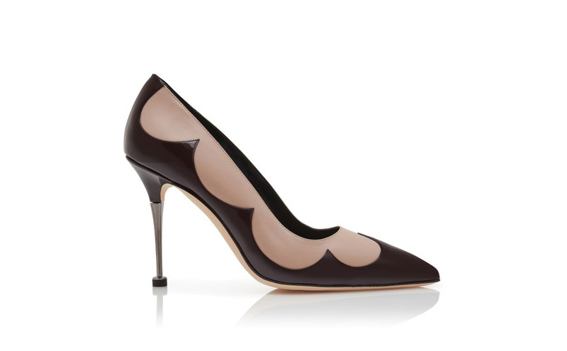 Light Beige and Dark Brown Leather Pumps 1
