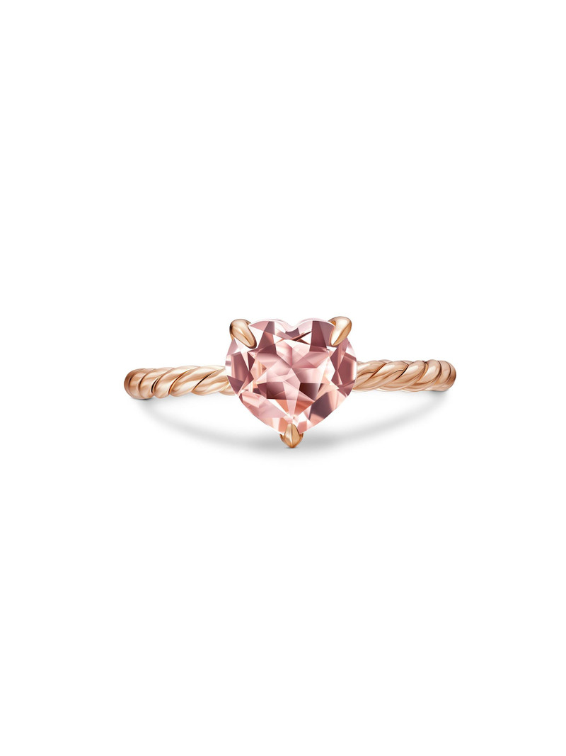 Women's Chatelaine Heart Ring in 18K Rose Gold - Morganite 5