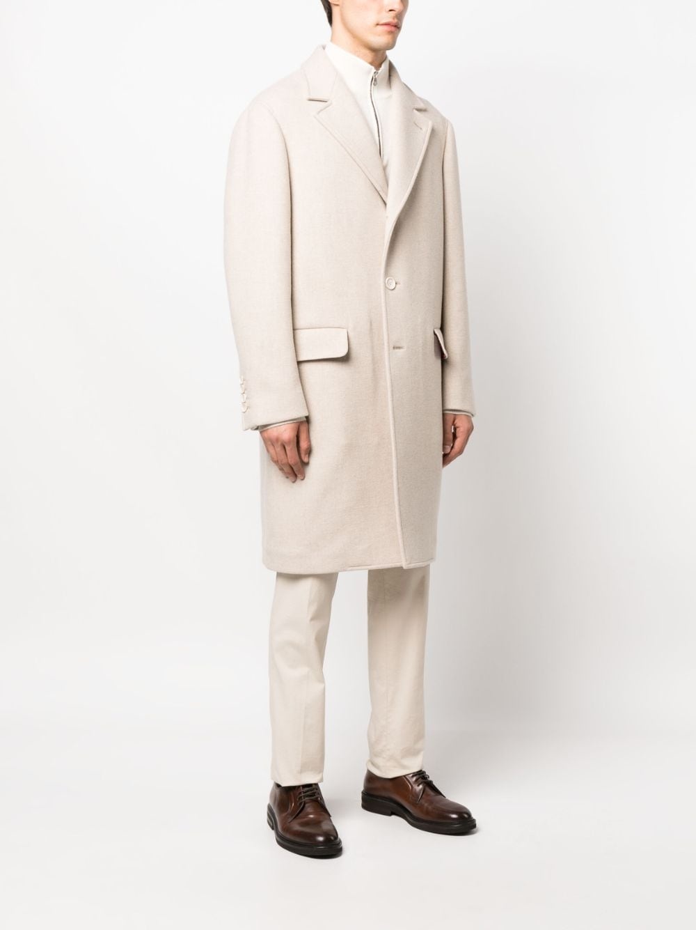 notched-lapels single-breasted coat - 3