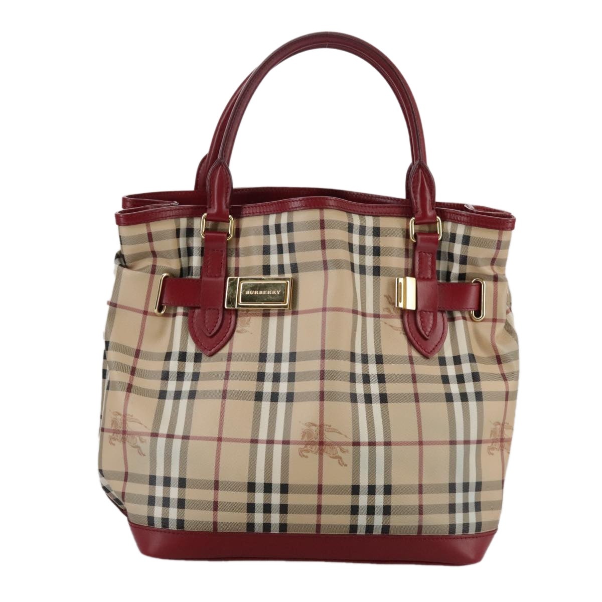 Burberry Nova Check Tote Bag Pvc Leather Beige - 13