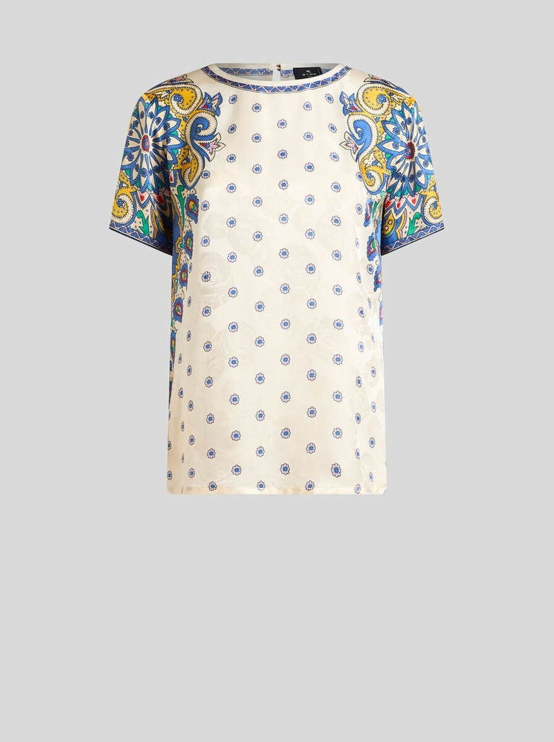 SILK-BLEND T-SHIRT WITH PRINT 1