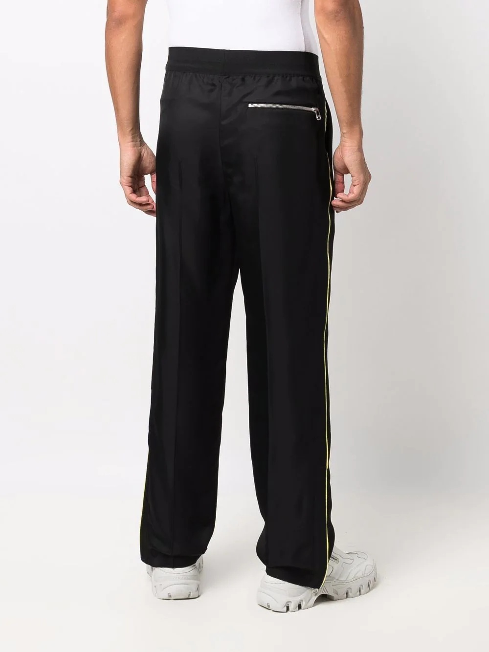 piped trim track pants - 4