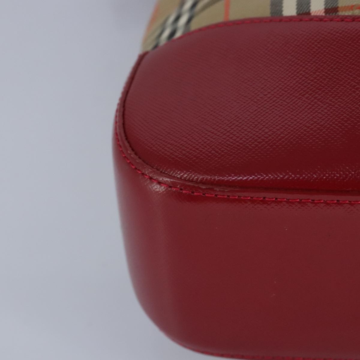 Burberry Nova Check Tote Bag Canvas Leather Beige Red - 15