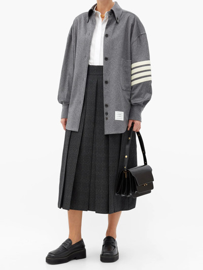 Thom Browne Oversized four-bar stripe cashmere-flannel shirt outlook