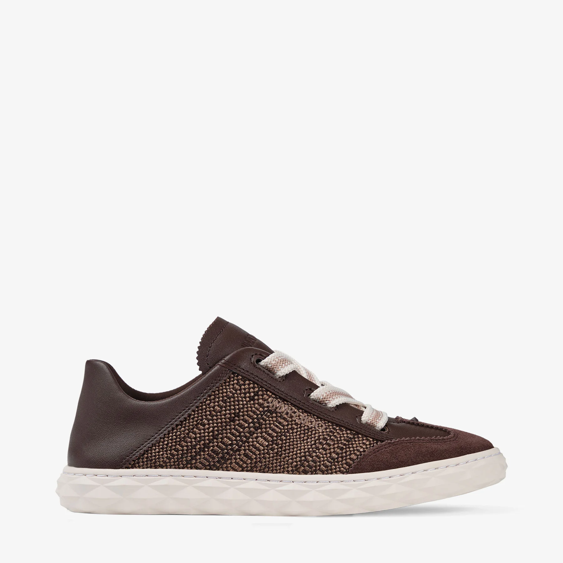 Diamond Light Flex F Chocolate and Latte Leather Mix and Fine Raffia Trainers - 1