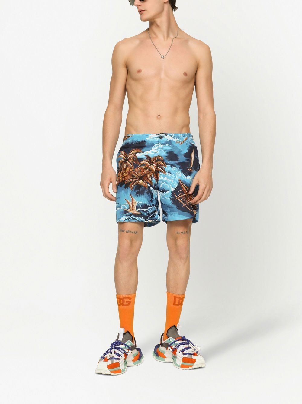 sea-print buttoned swim shorts - 2