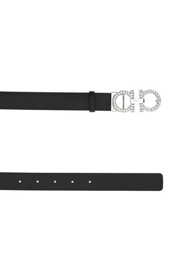 Black leather Gancini belt - 2