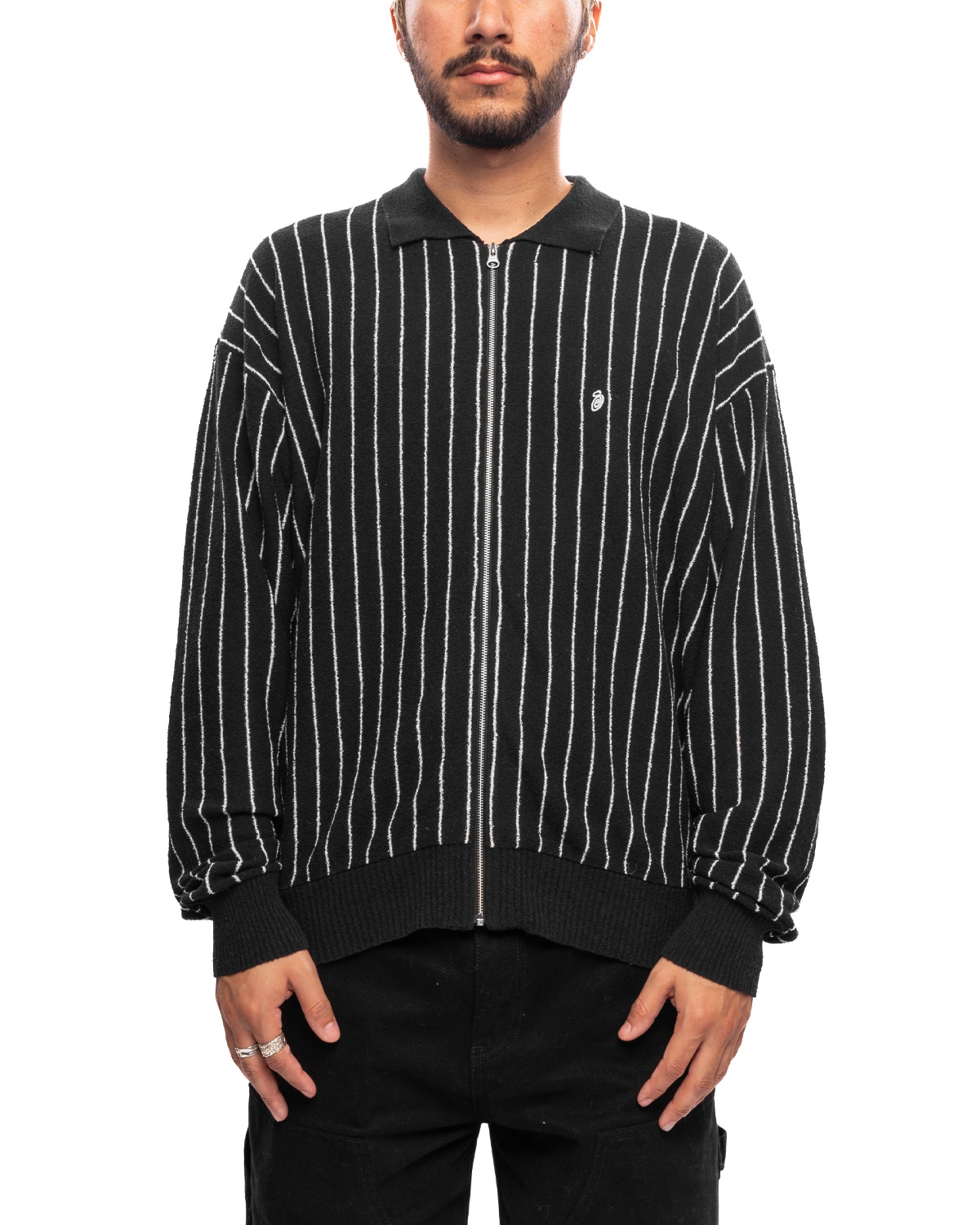 送料無料 who STUSSY LIGHT WEIGHT M LS ls ZIP POLO ovi1.jp