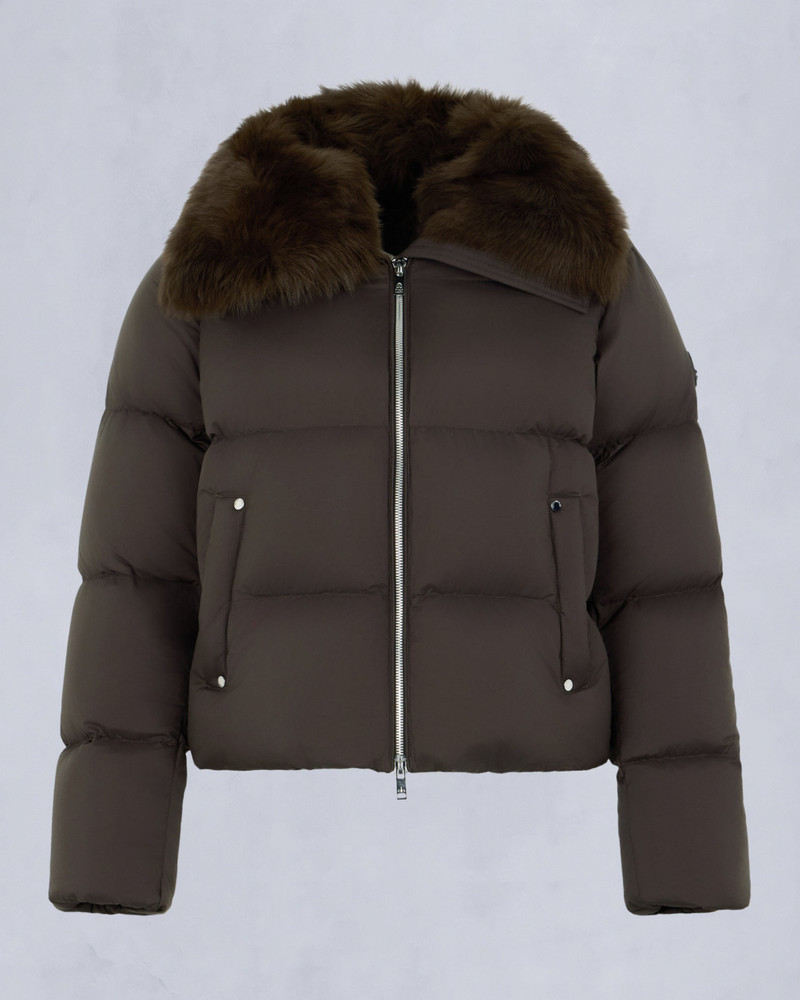 BELLE DUNE SHORT SHEARLING TRIM PUFFER 1