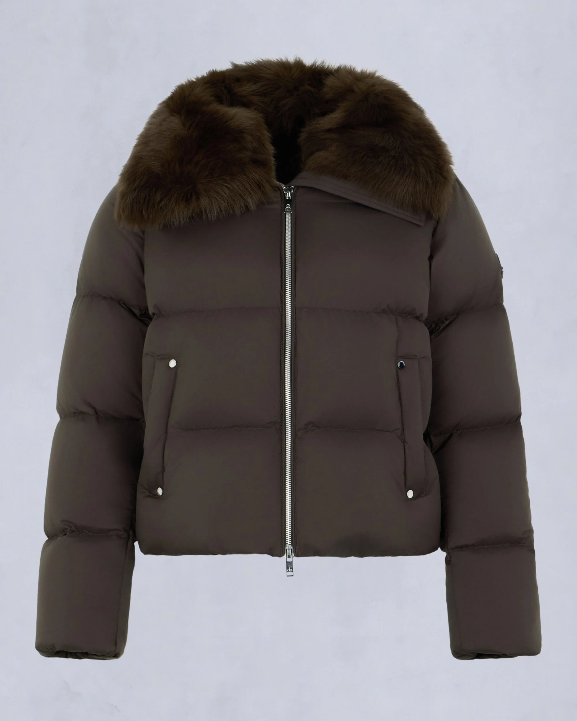 BELLE DUNE SHORT SHEARLING TRIM PUFFER - 1