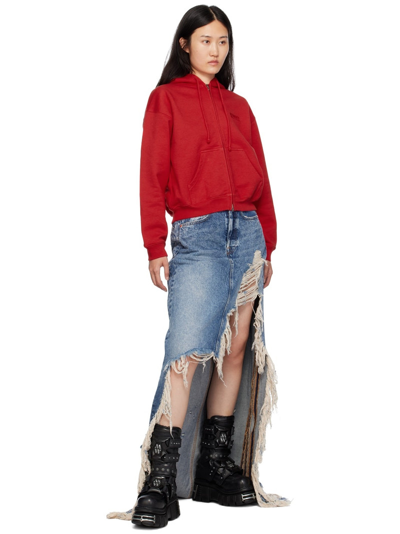 VETEMENTS Blue Destroyed Denim Maxi Skirt outlook