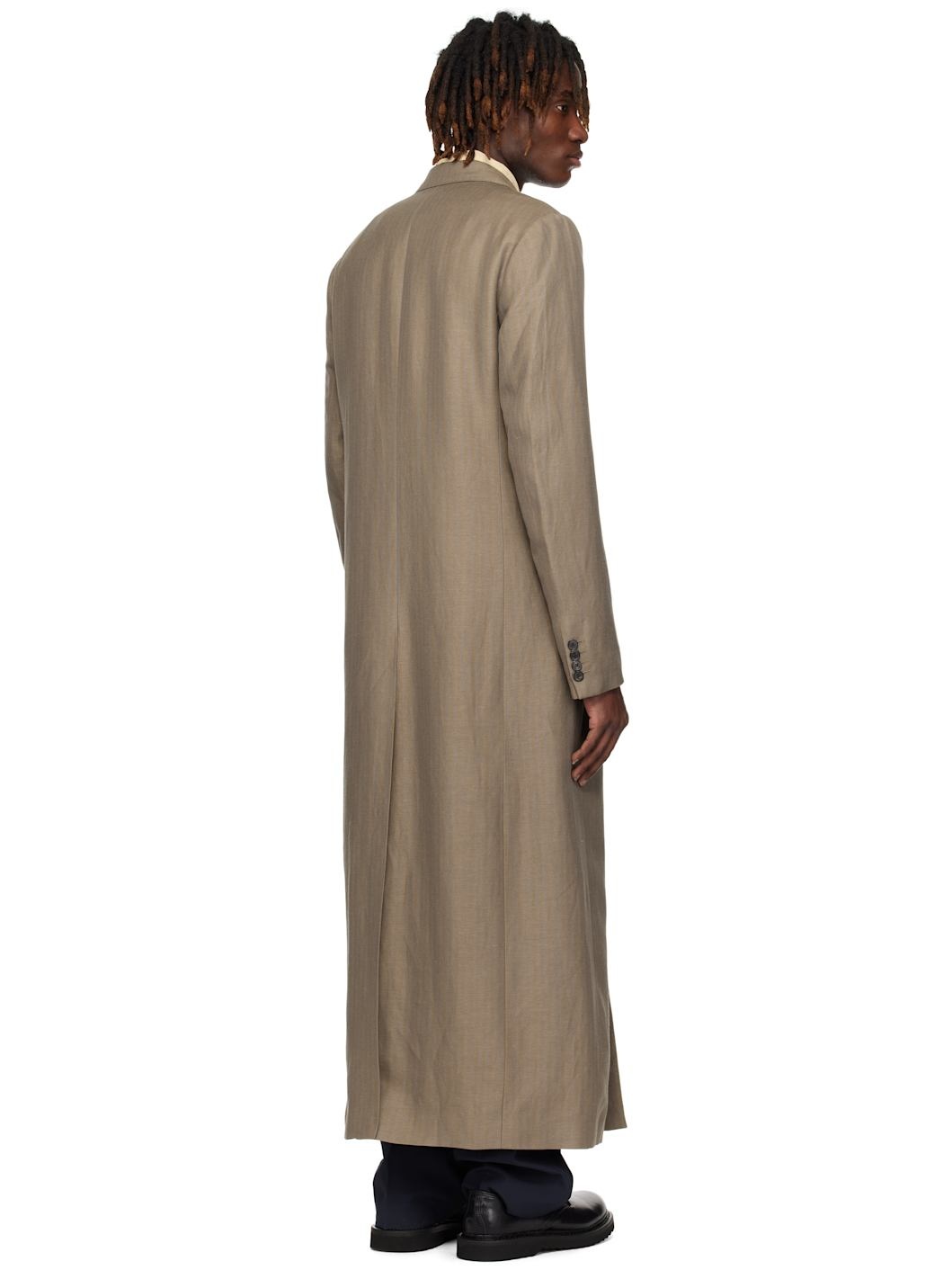 Tan Double-Breasted Coat - 3