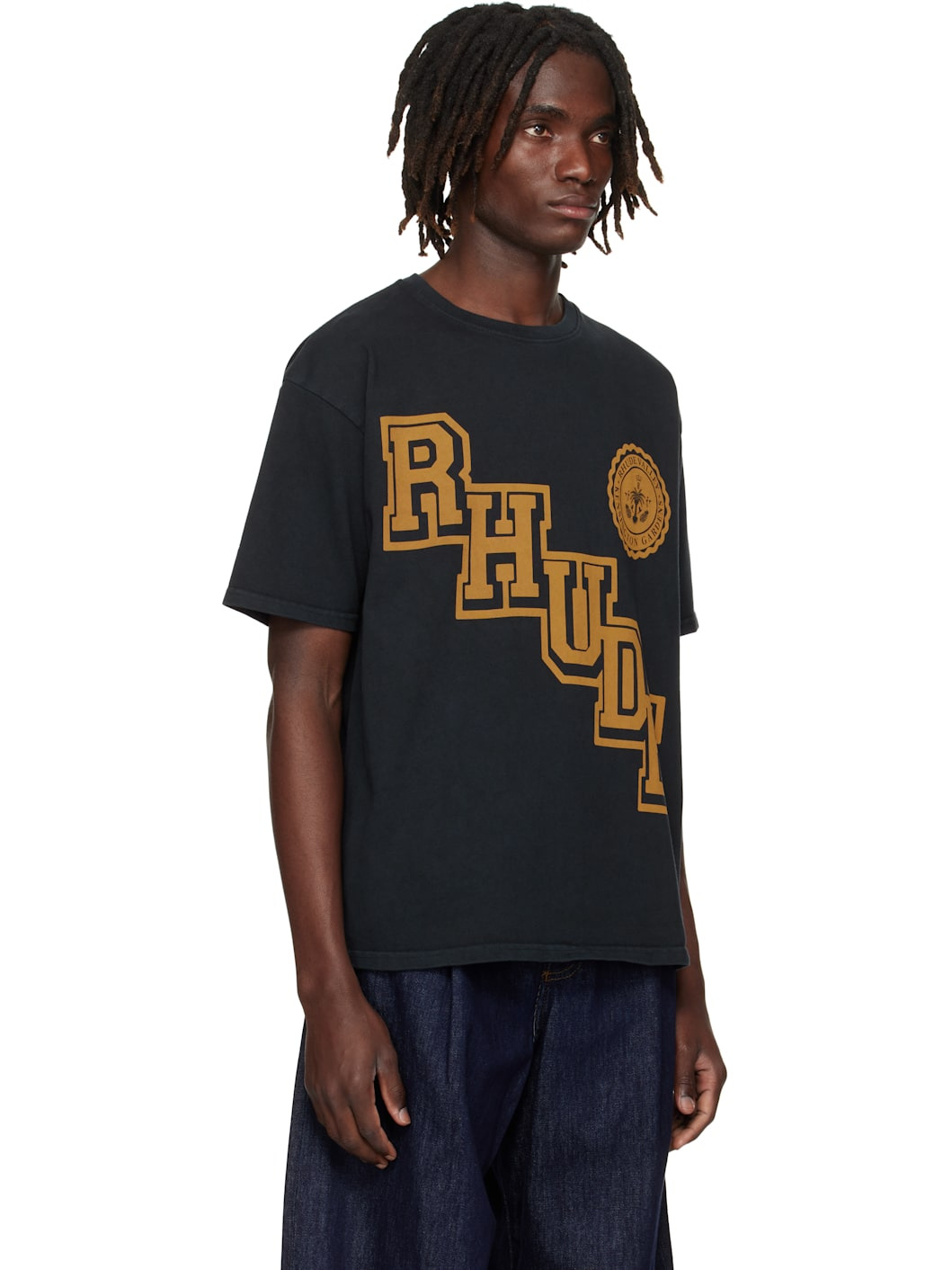 Black 'Rhude' Collegiate Crest T-shirt - 2