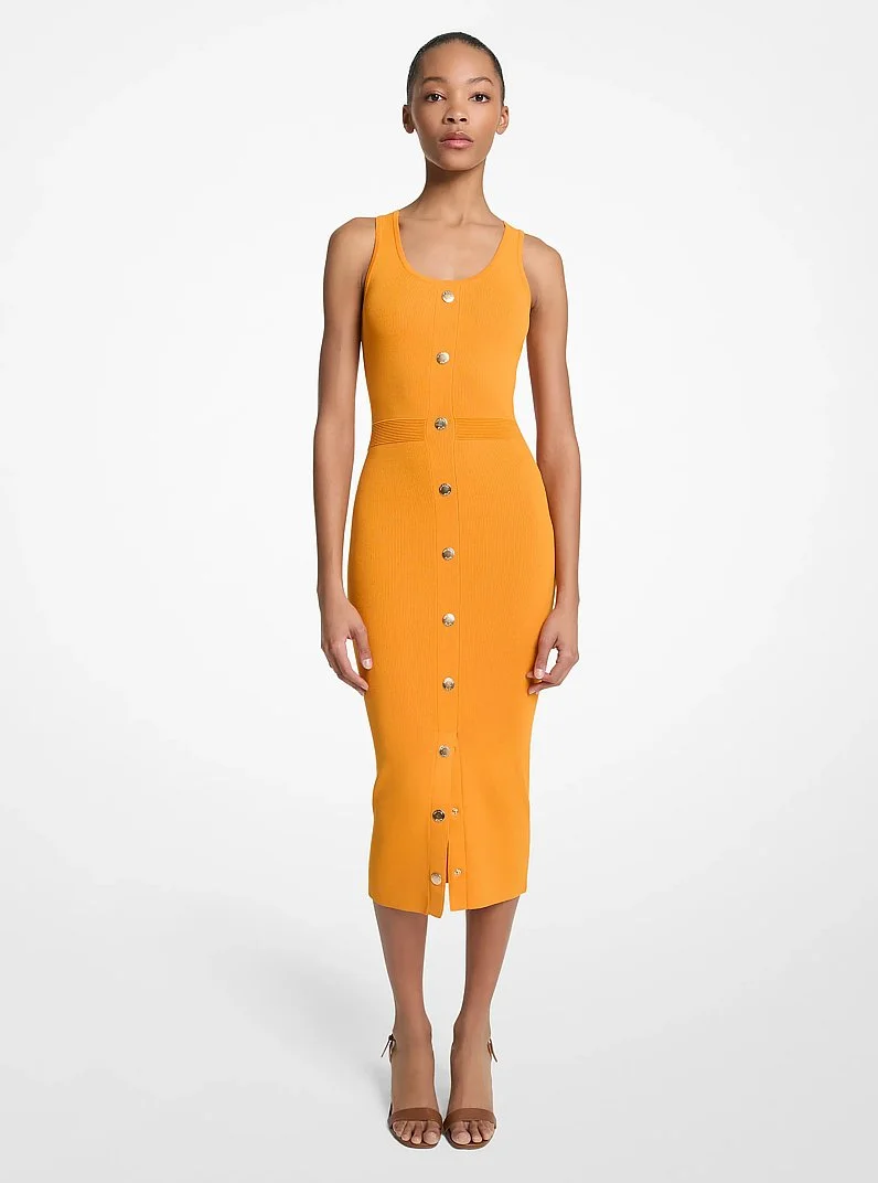 Stretch Viscose Blend Midi Tank Dress - 1