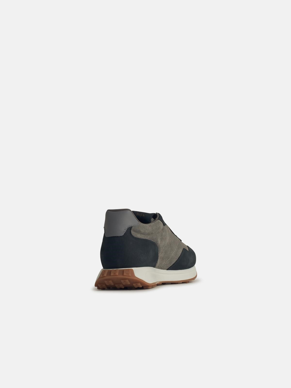 'H601' BLUE LEATHER SNEAKERS - 3