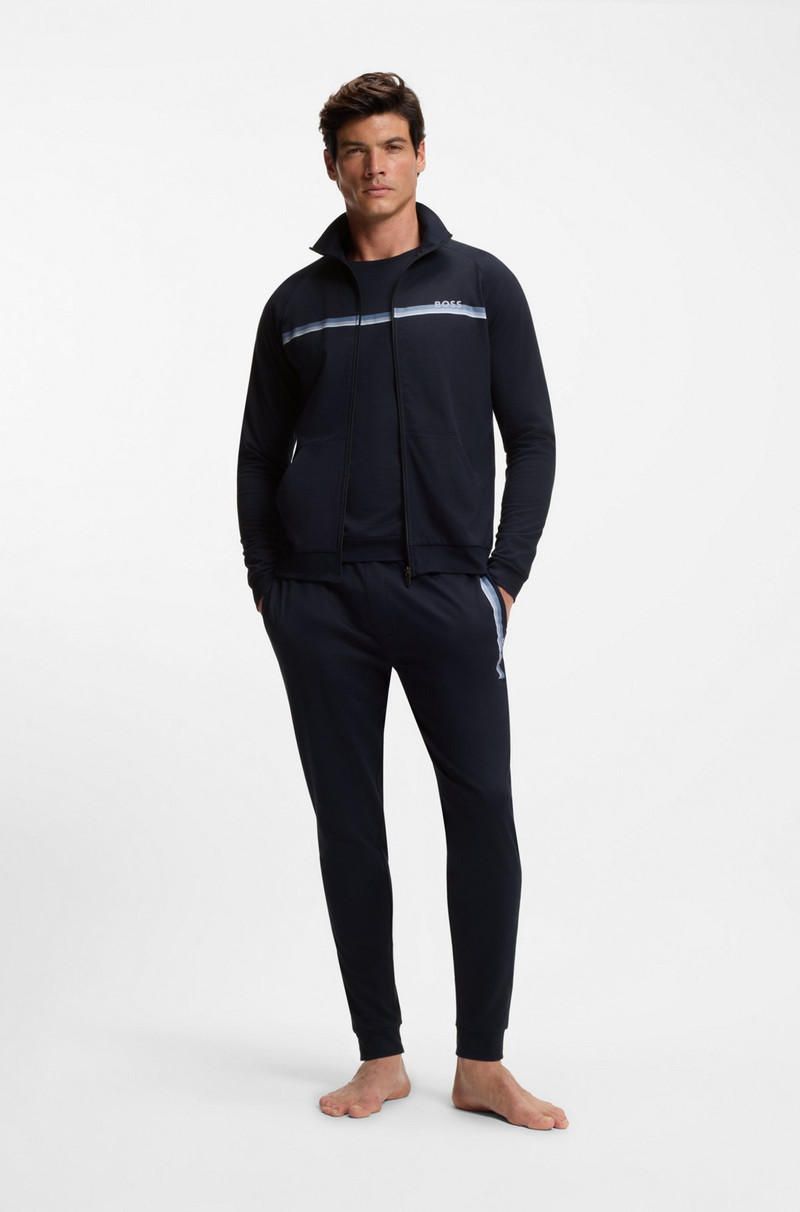 BOSS COTTON-TERRY JACKET WITH LOGO AND STRIPE outlook