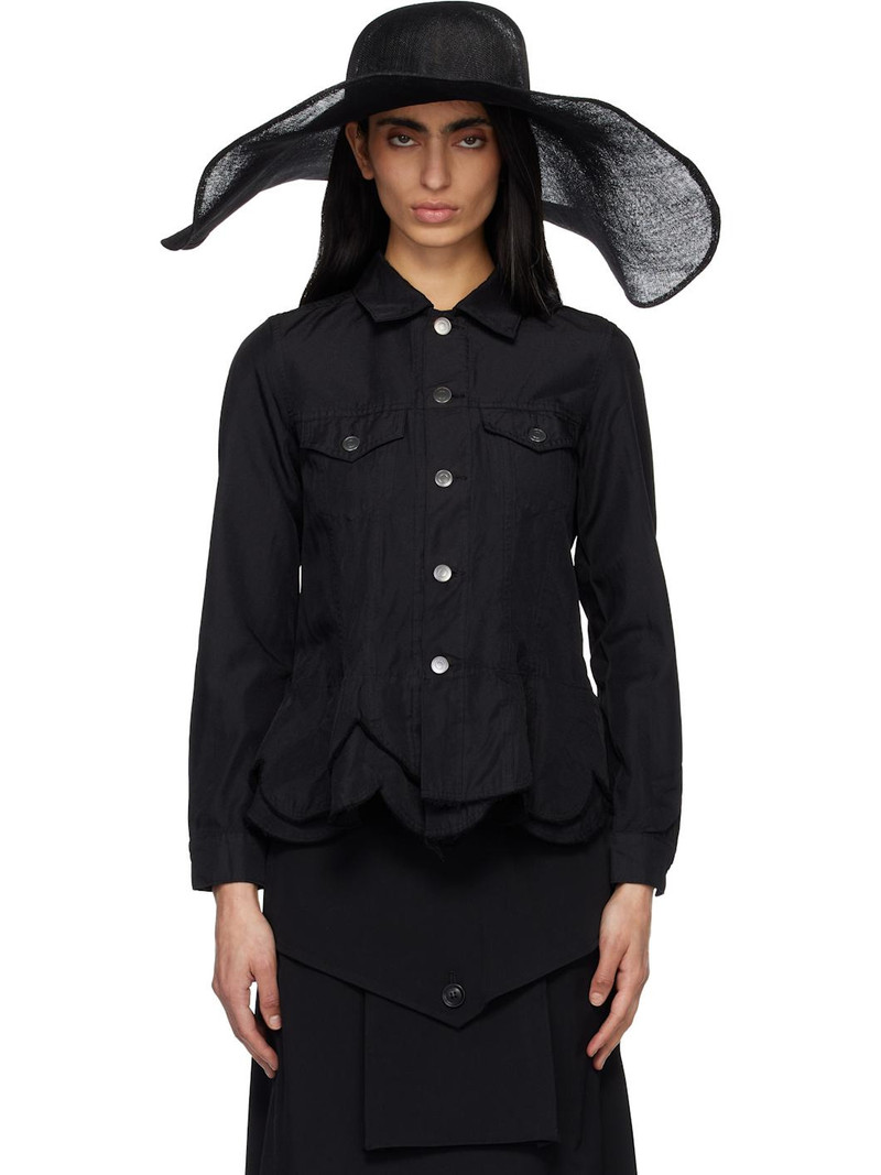 Black Sinamay Cloth Natural Straw Hat 1