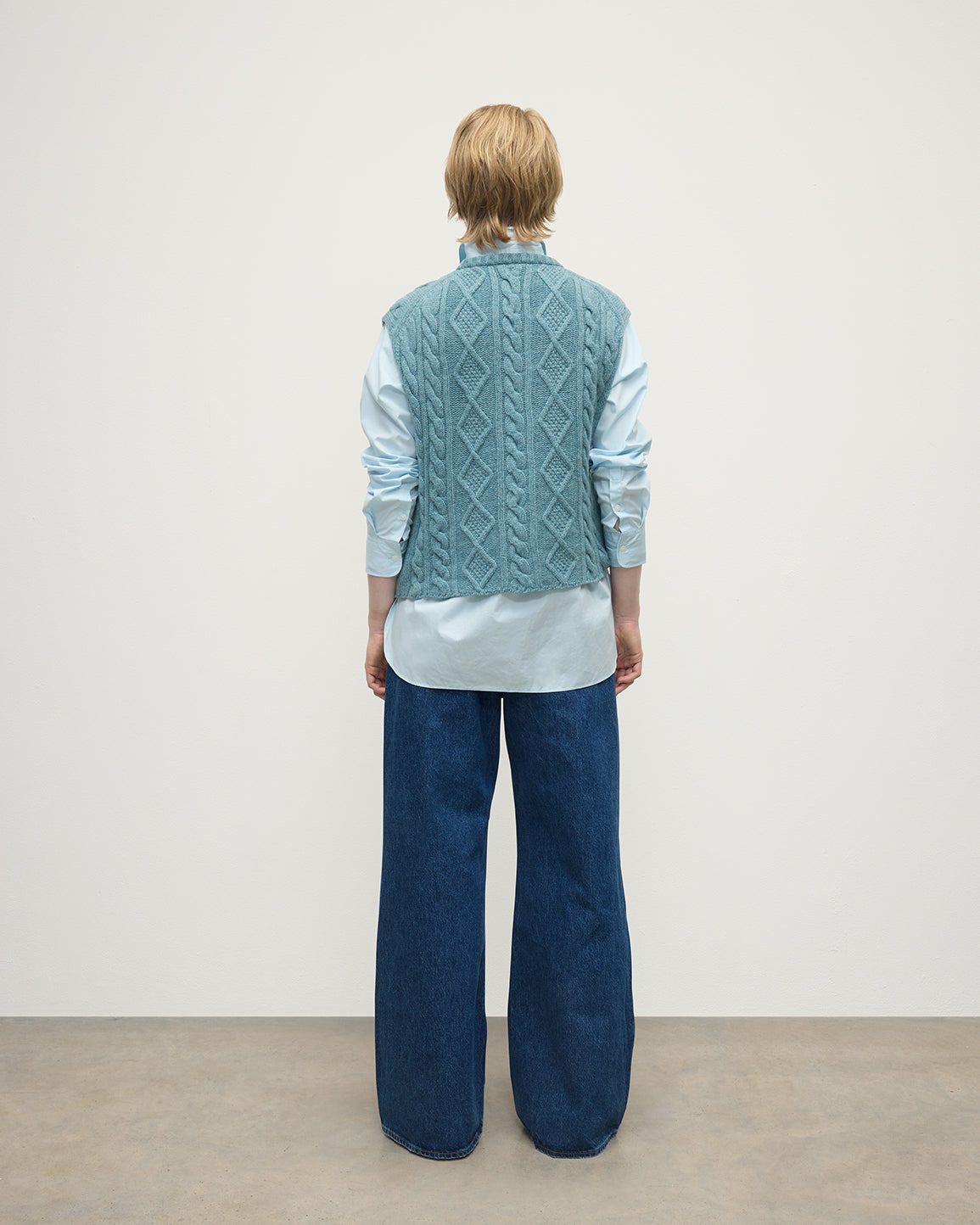 Aran Cable Green Cashmere Tank - 4