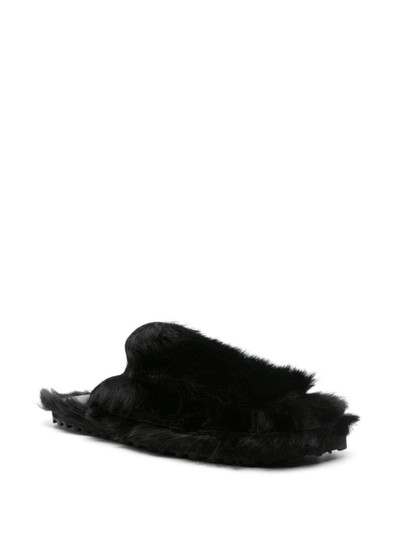 Dries Van Noten leather-trimmed padded slides outlook