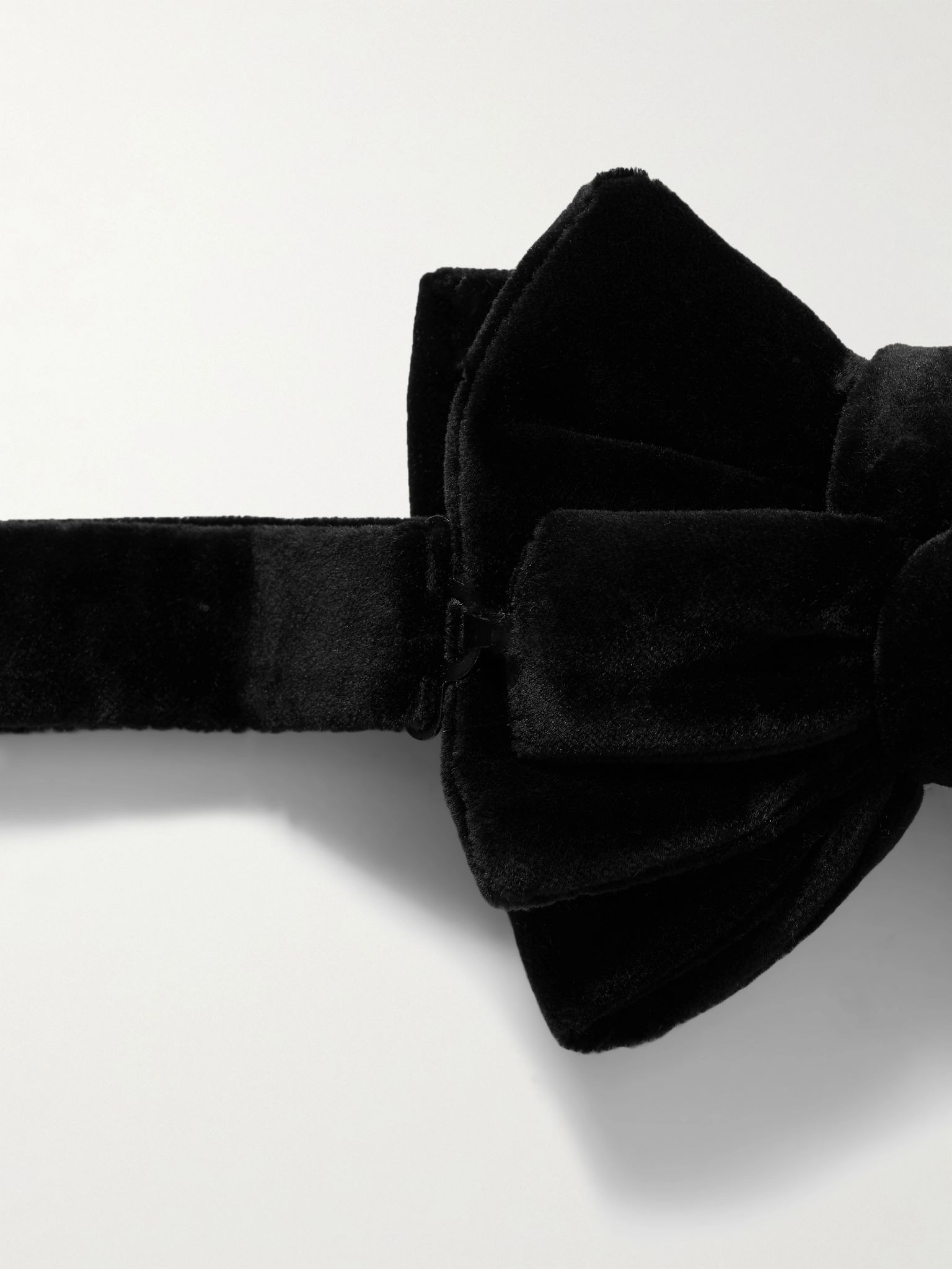 Pre-Tied Cotton-Velvet Bow Tie Black - 3