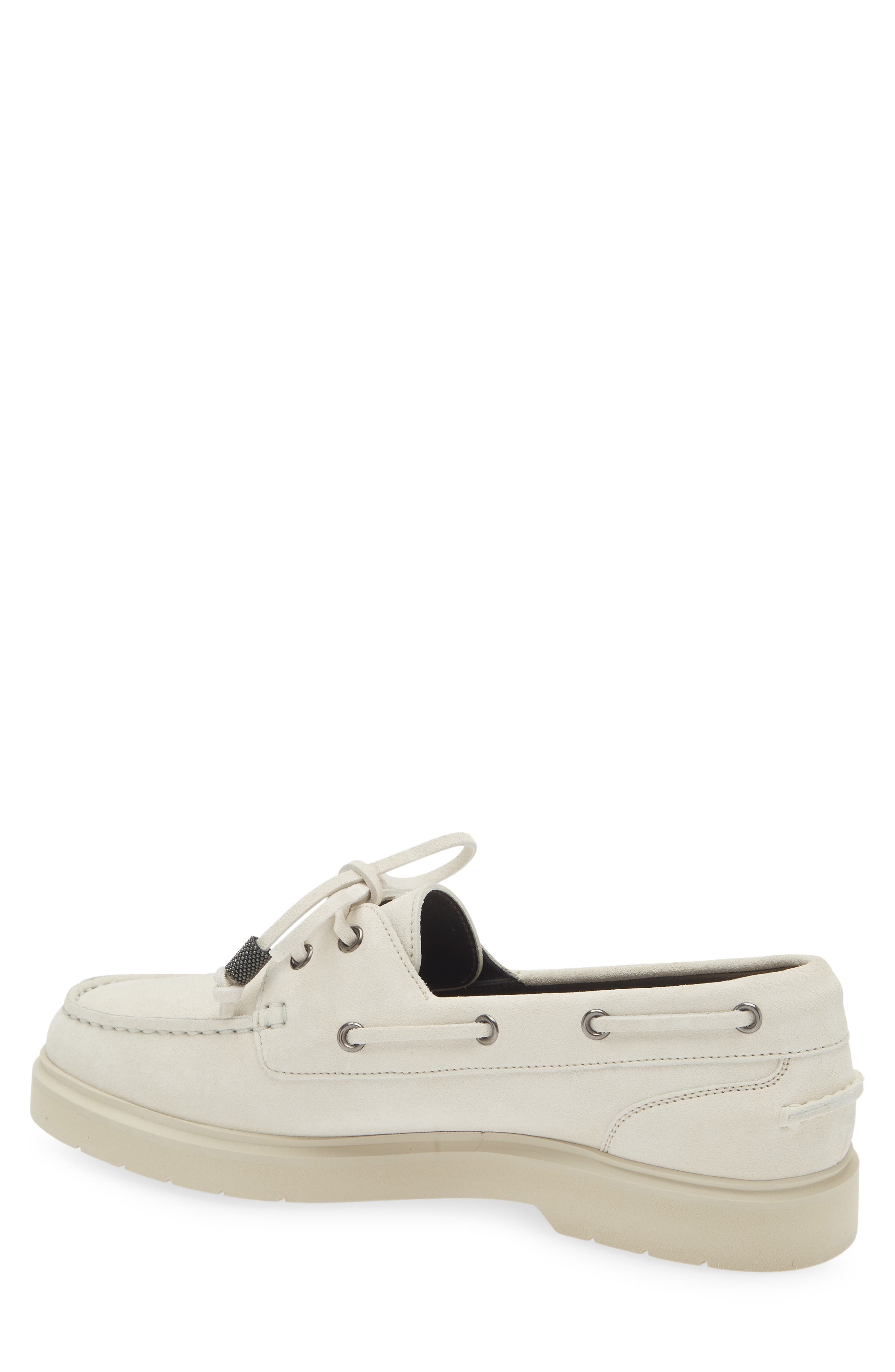 Brunello Cucinelli Sail Monili Trim Boat Shoe in Bianco Ottico at Nordstrom - 2