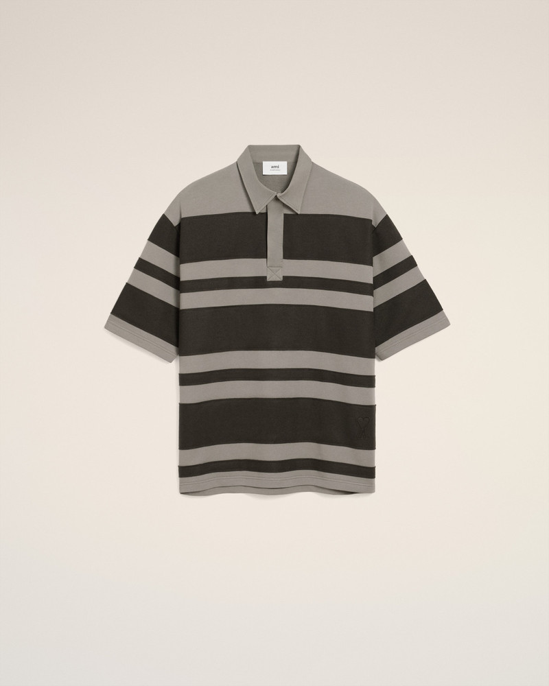 GREY COTTON AMI DE COEUR STIPED POLO 1