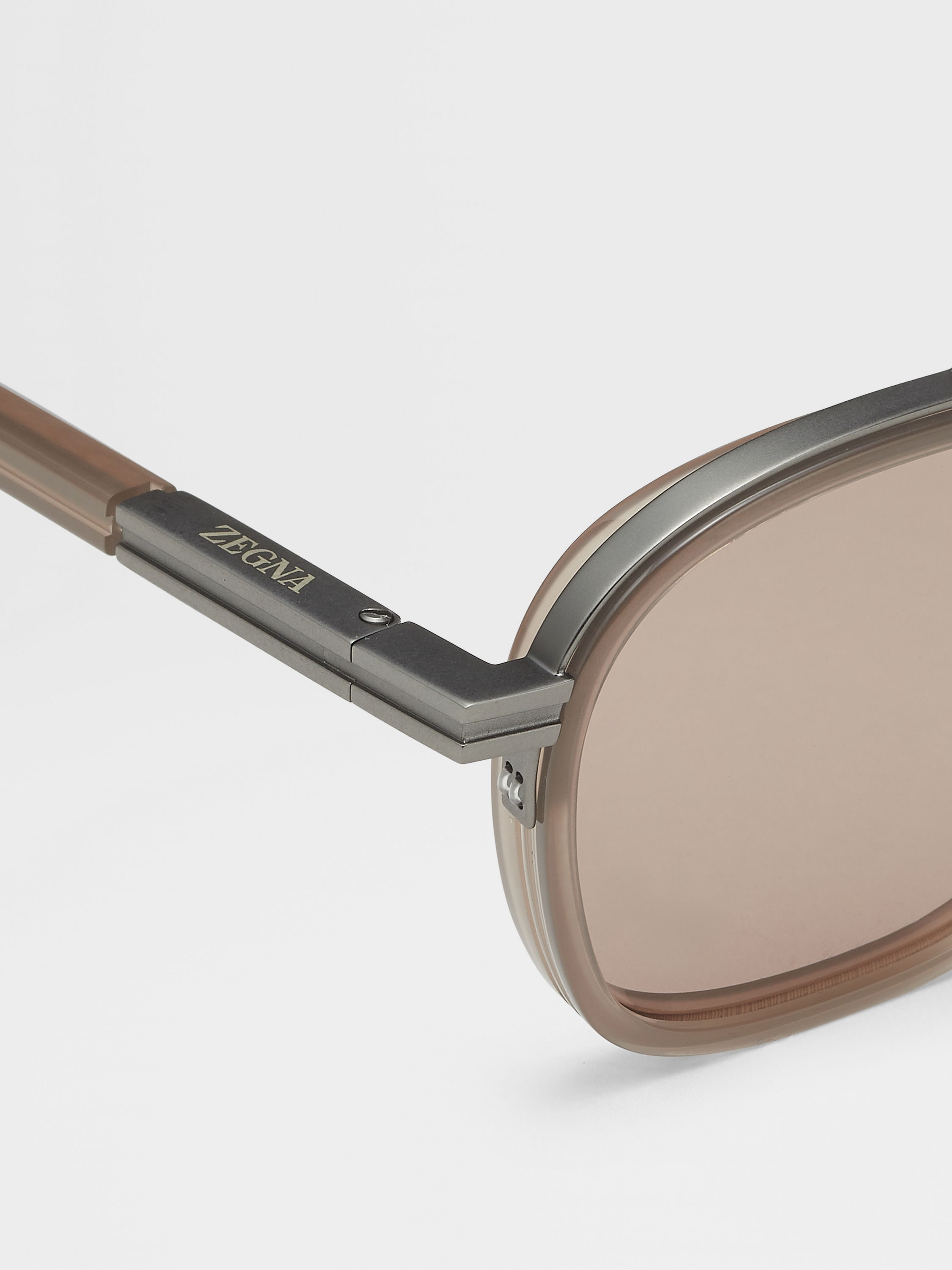 LIGHT BROWN ORIZZONTE I ACETATE AND METAL SUNGLASSES - 2