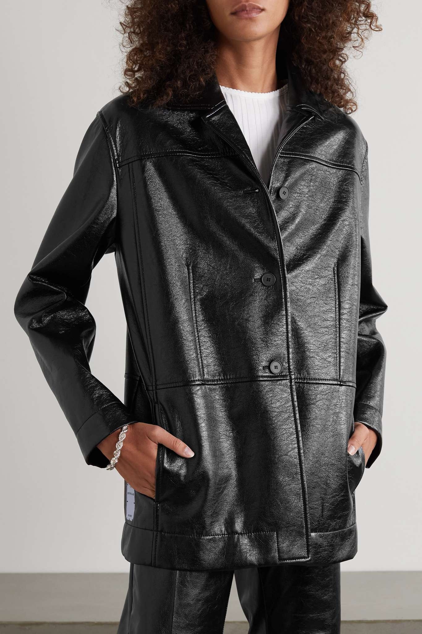 Striae faux leather jacket - 3