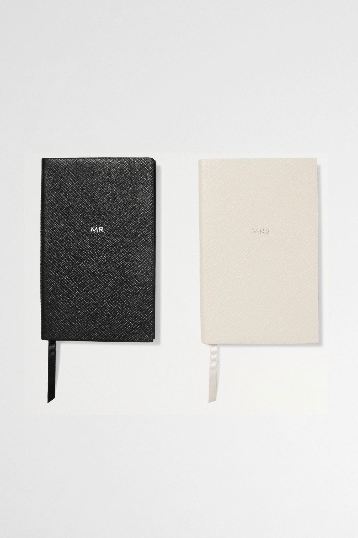 Set of two Panama Mr & Mrs textured-leather notebooks - 1