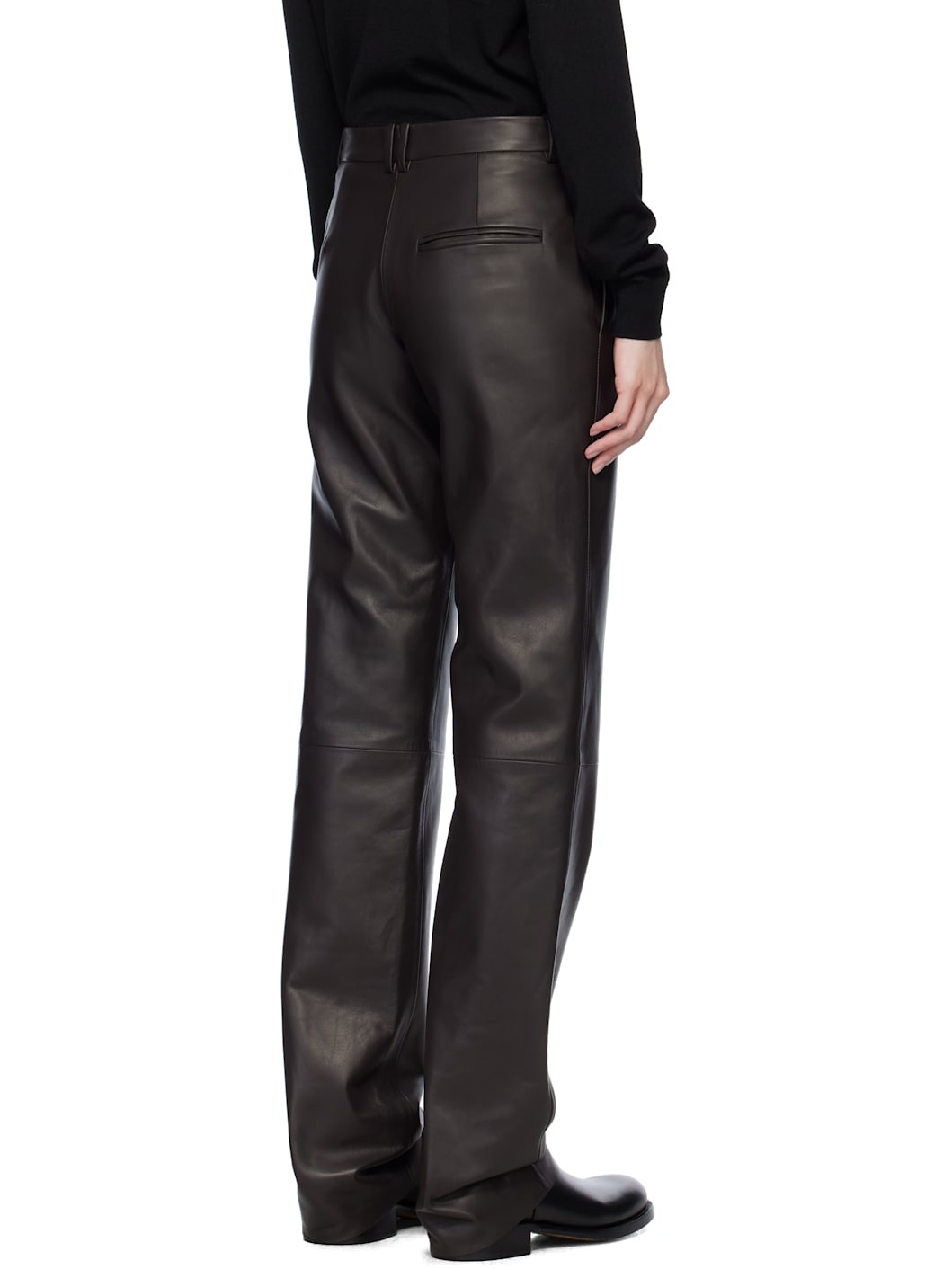 Brown Selviese Leather Pants - 3