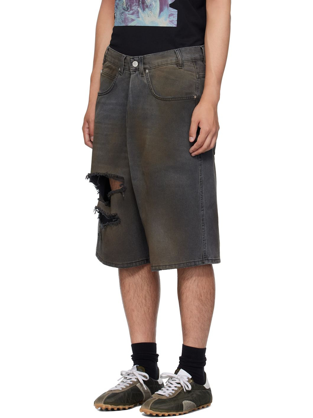 Gray Kriss Kross Denim Shorts - 4
