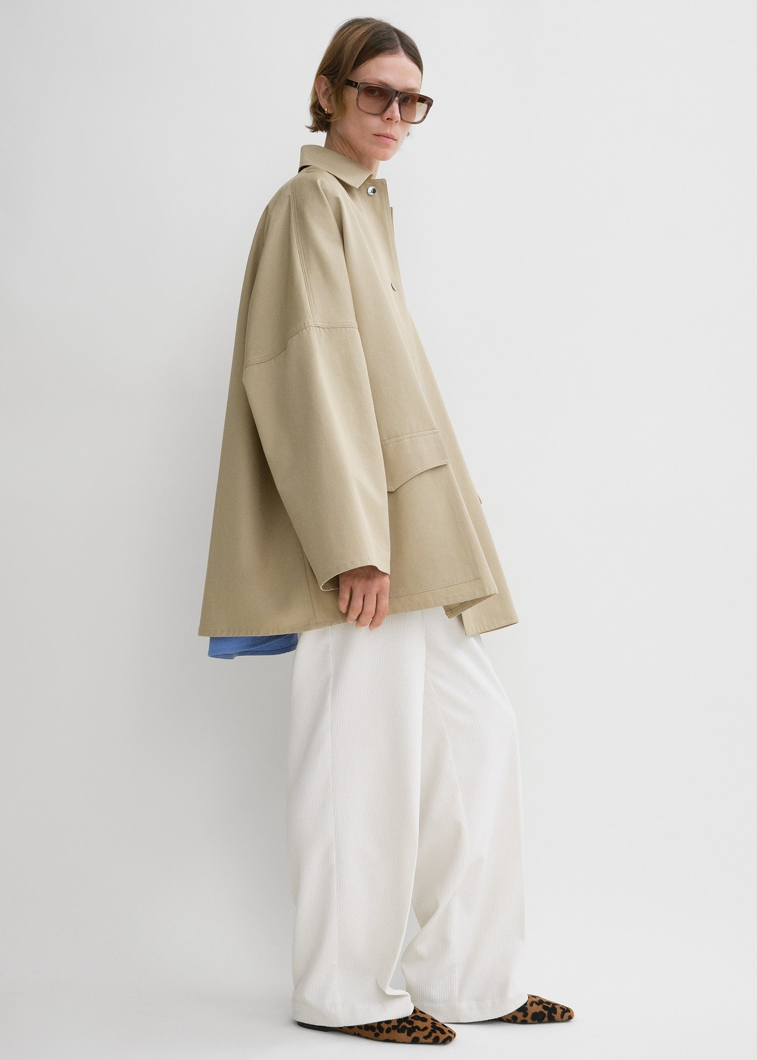 Cotton twill overshirt jacket fawn - 3
