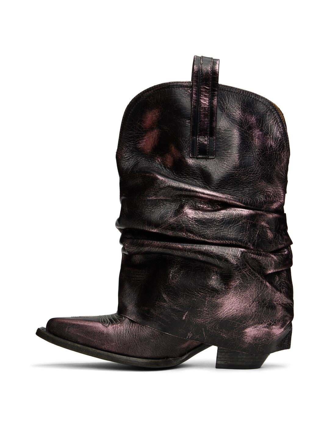 Black & Pink Low Rider Cowboy Boots - 3