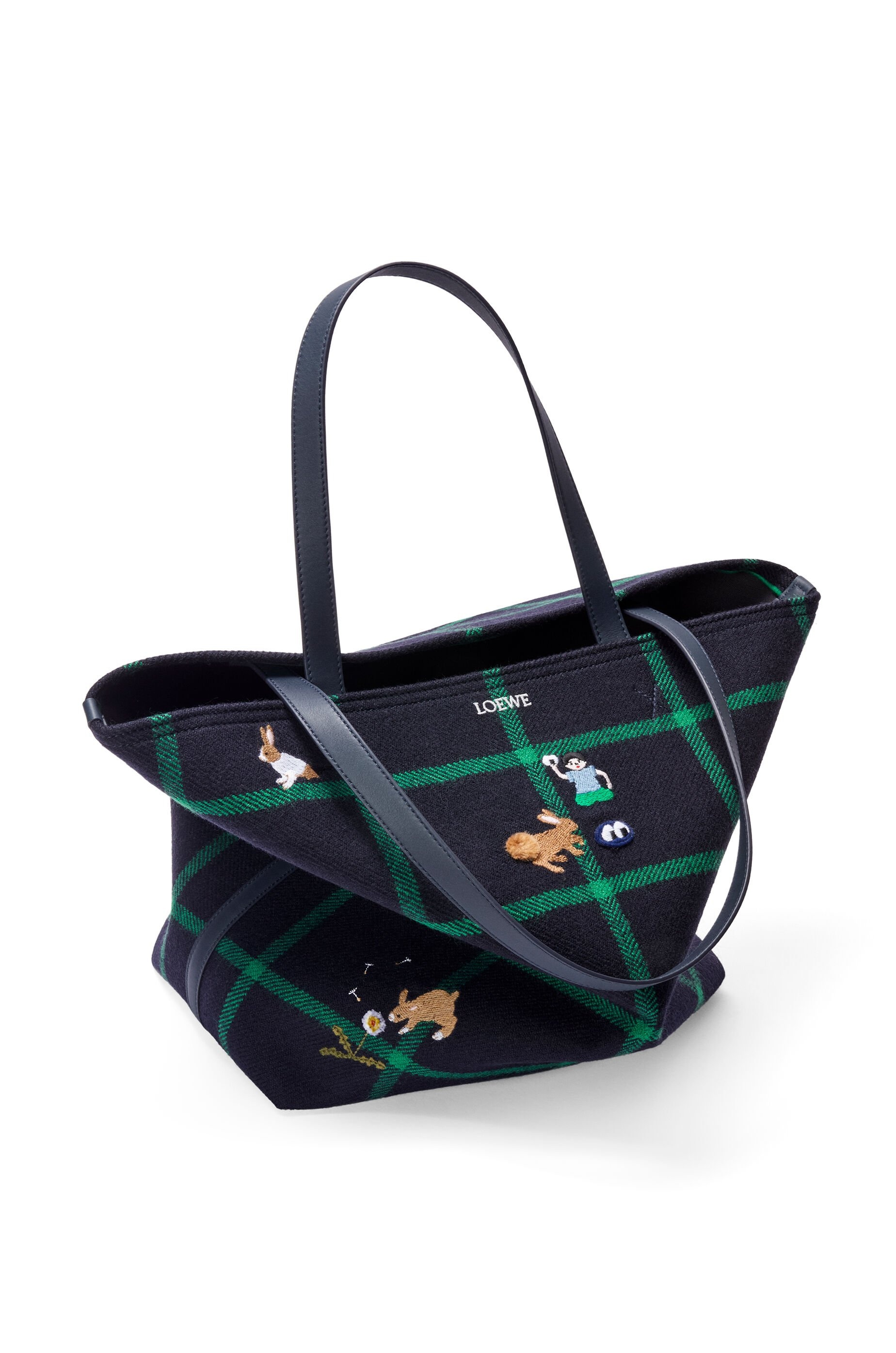 Bunny XL Puzzle Fold tote in embroidered canvas - 3