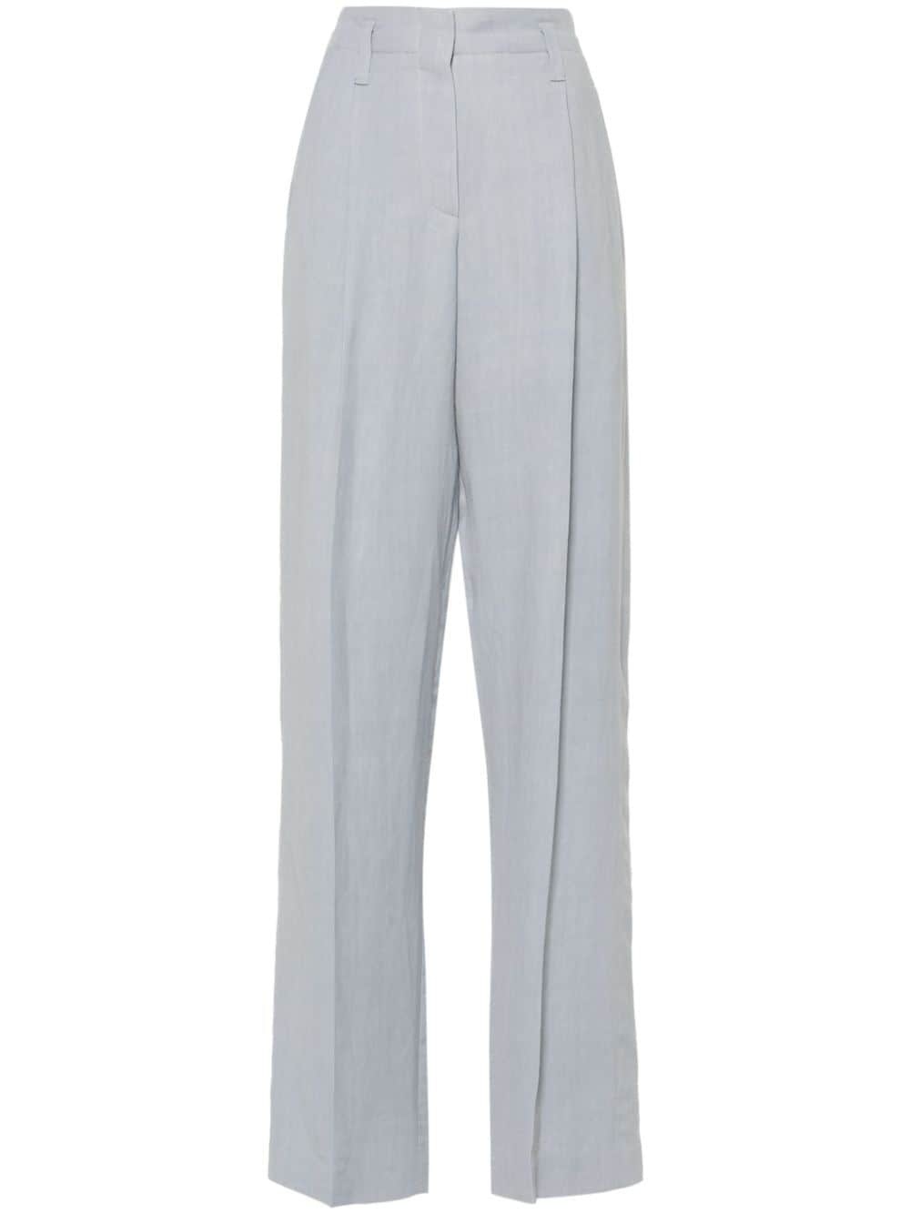 pleated straight-leg trousers - 1