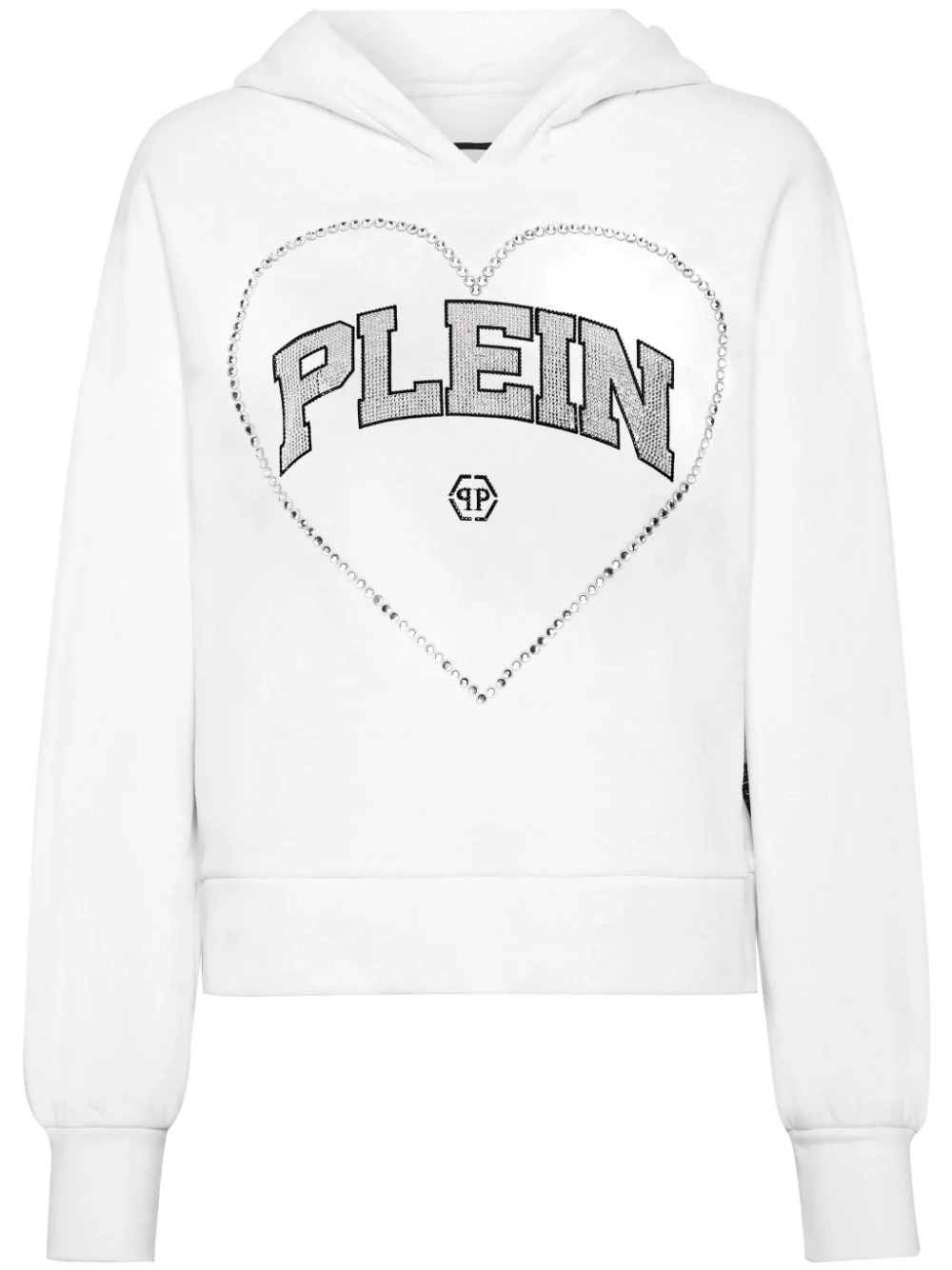 heart-motif rhinestone-embellished hoodie - 1