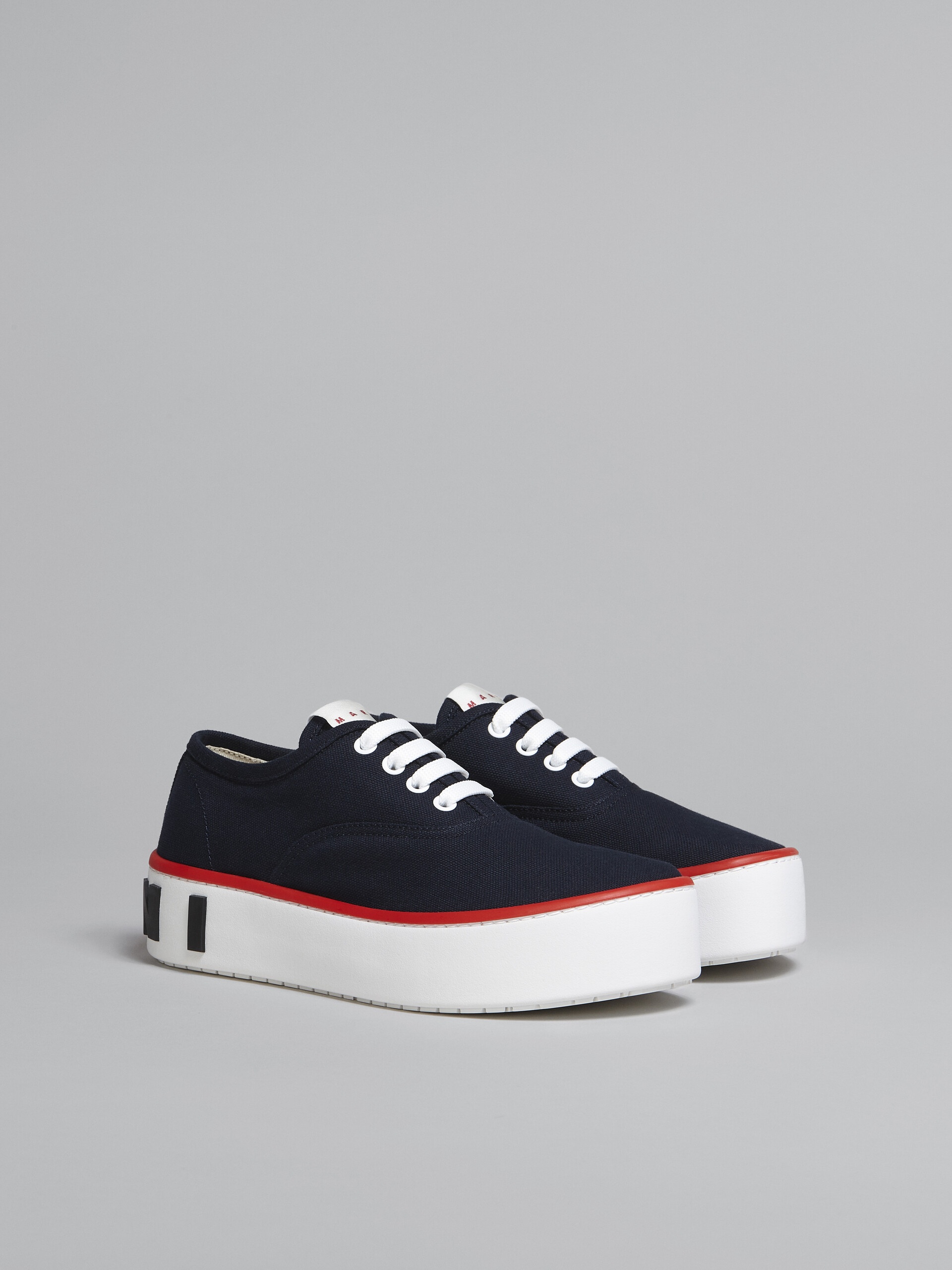 BLUE CANVAS SLIP-ON PAW SNEAKER WITH BACK MAXI LOGO - 2