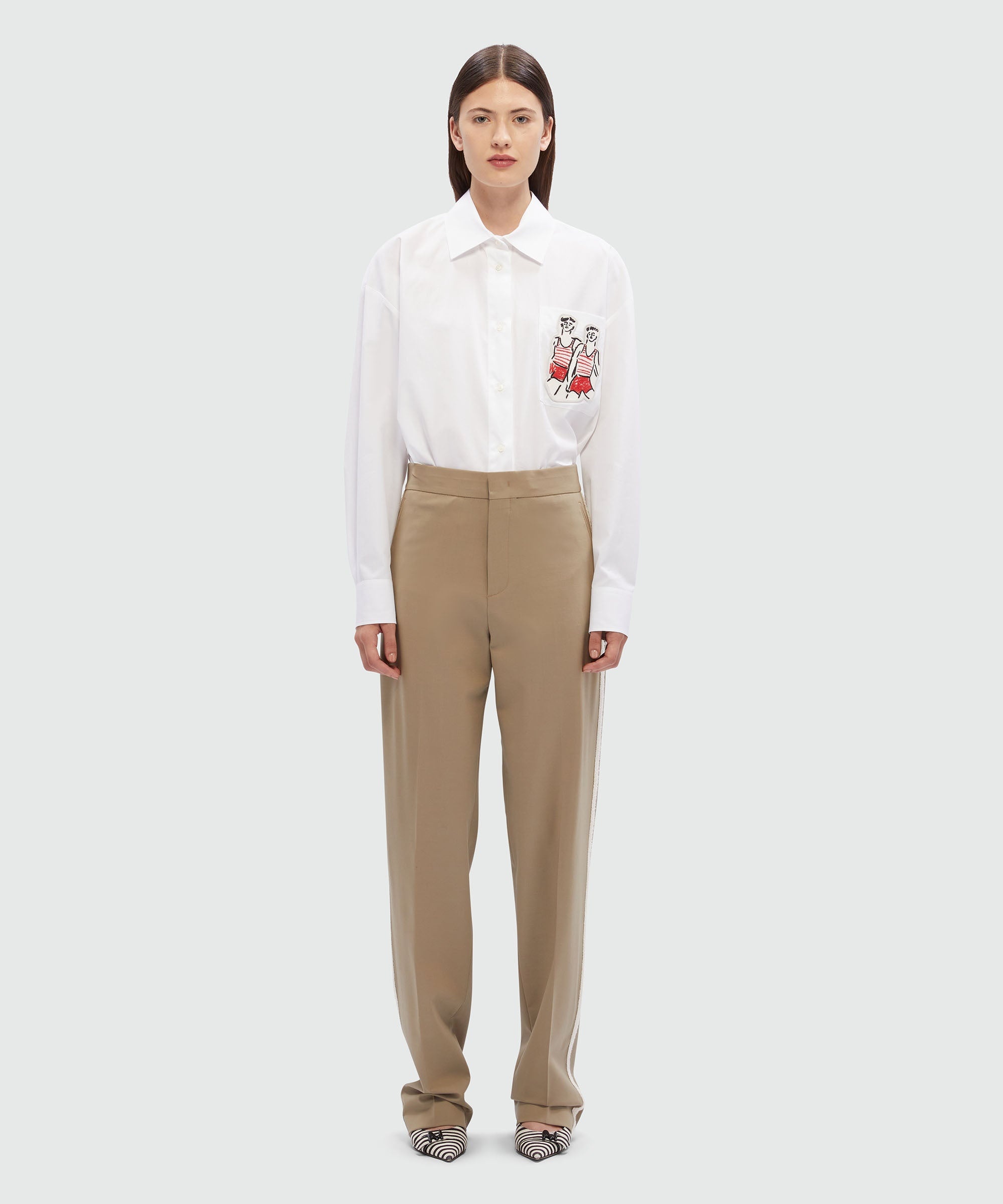 Wool trousers with decorative band - 2