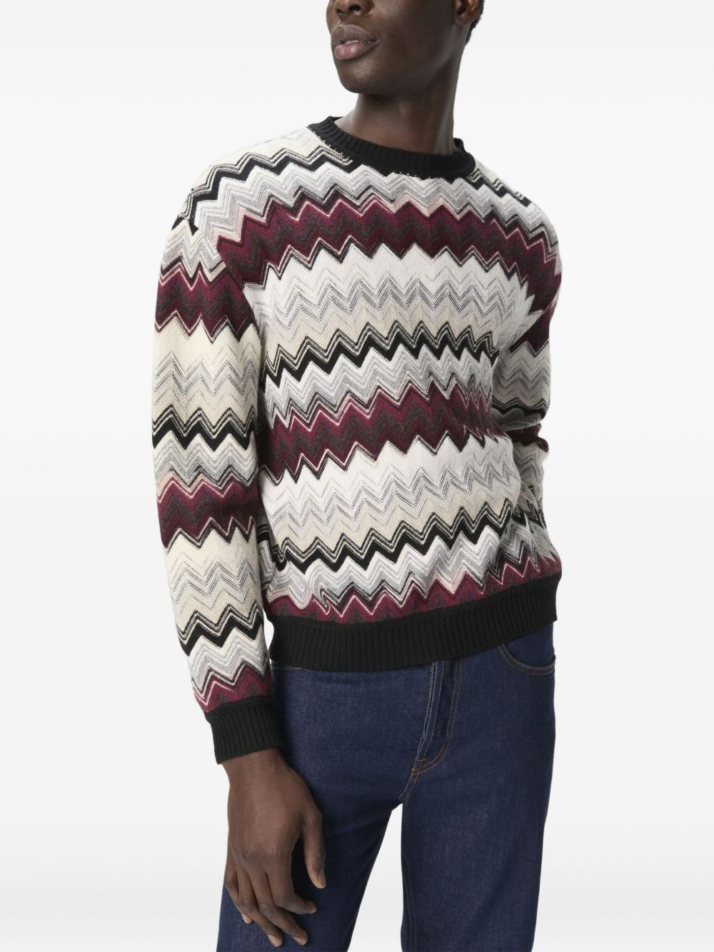 zigzag knit sweater - 4