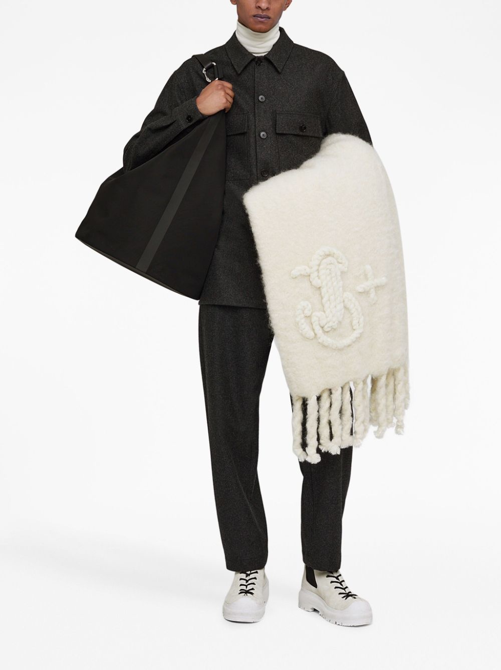 classic-collar wool shirt - 2