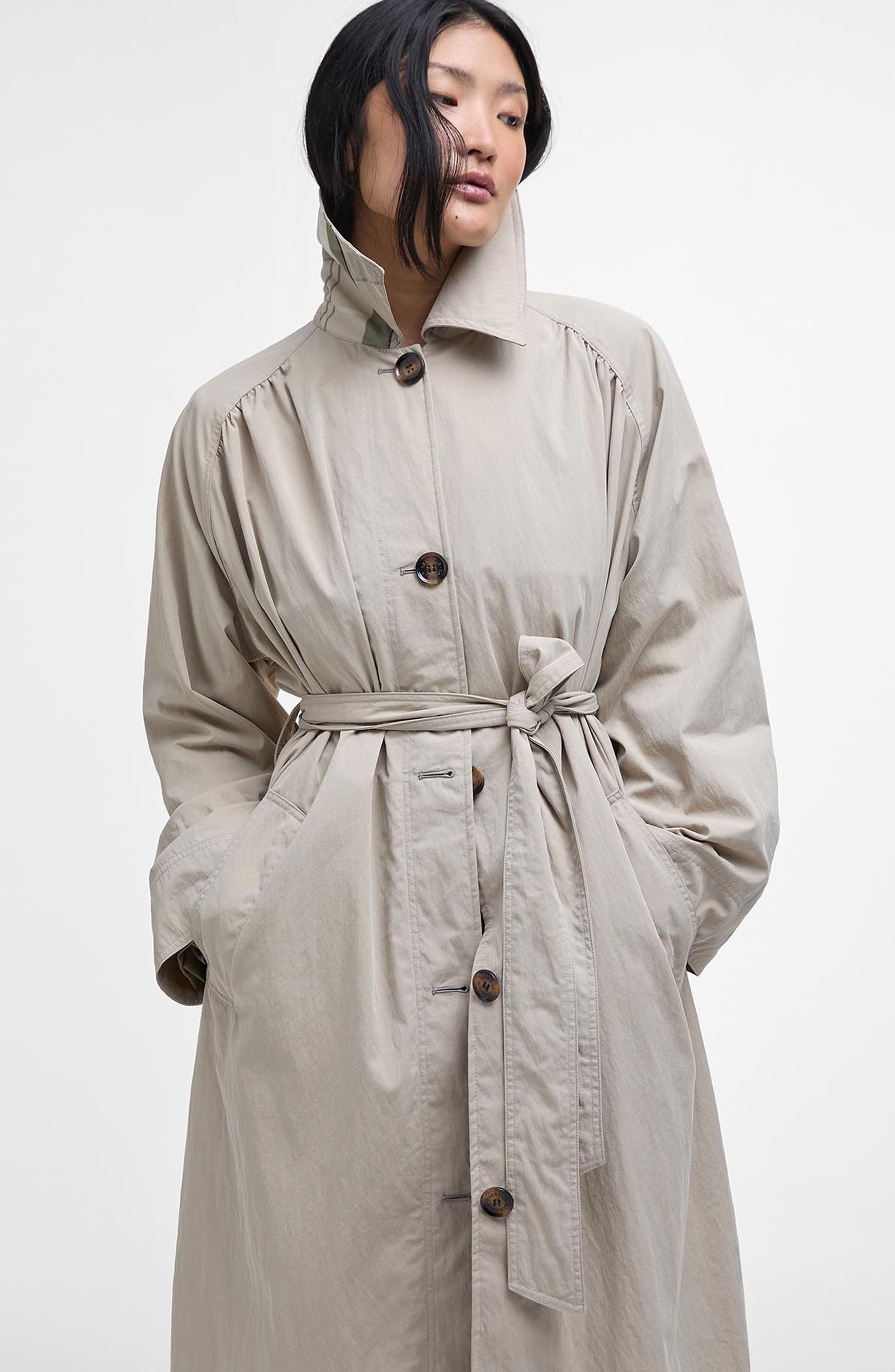 Barbour Garbo Showerproof Trench Coat in Light Sand Rosemary at Nordstrom - 6