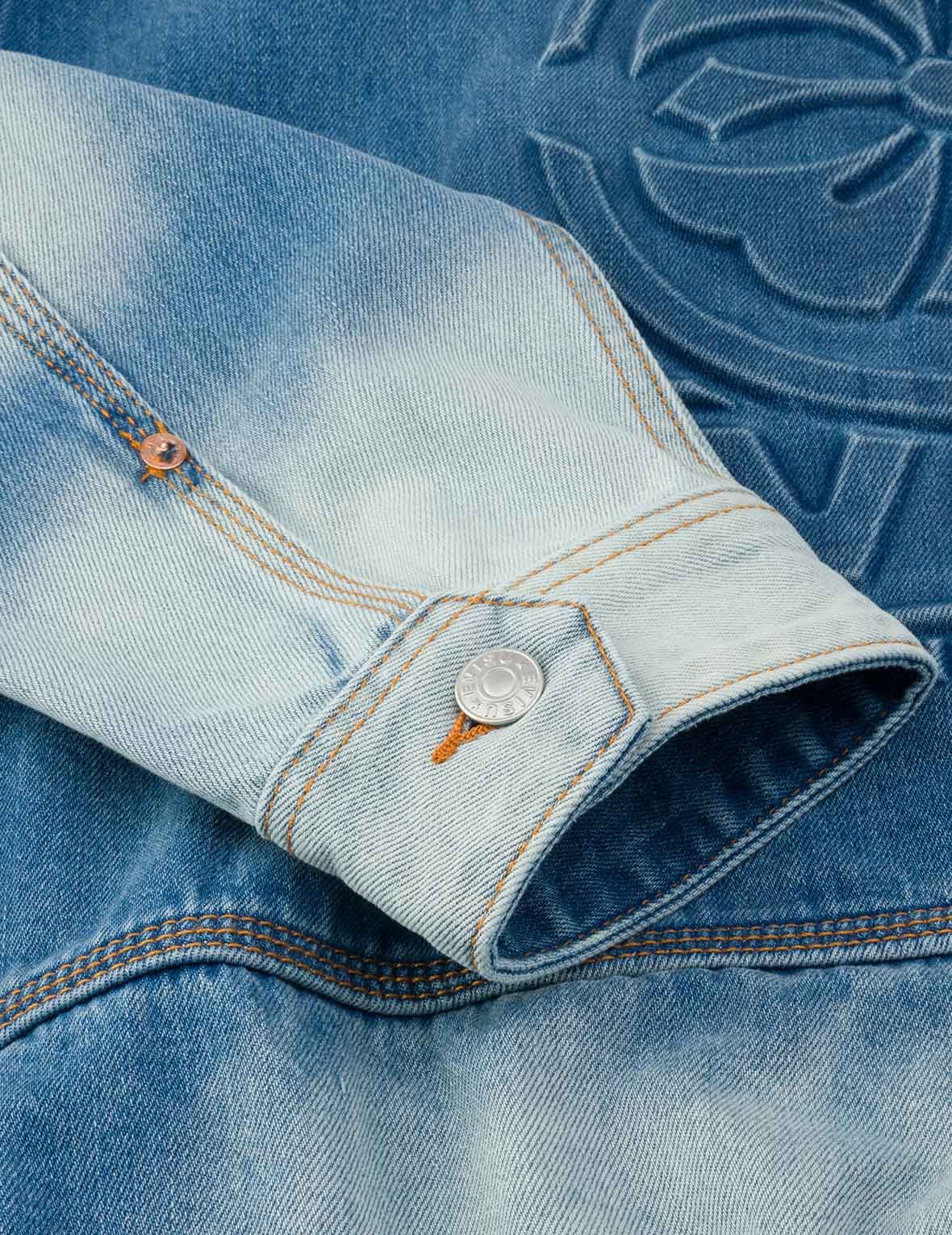 Emboss Kamon Relax Fit Worker Denim Jacket - 11