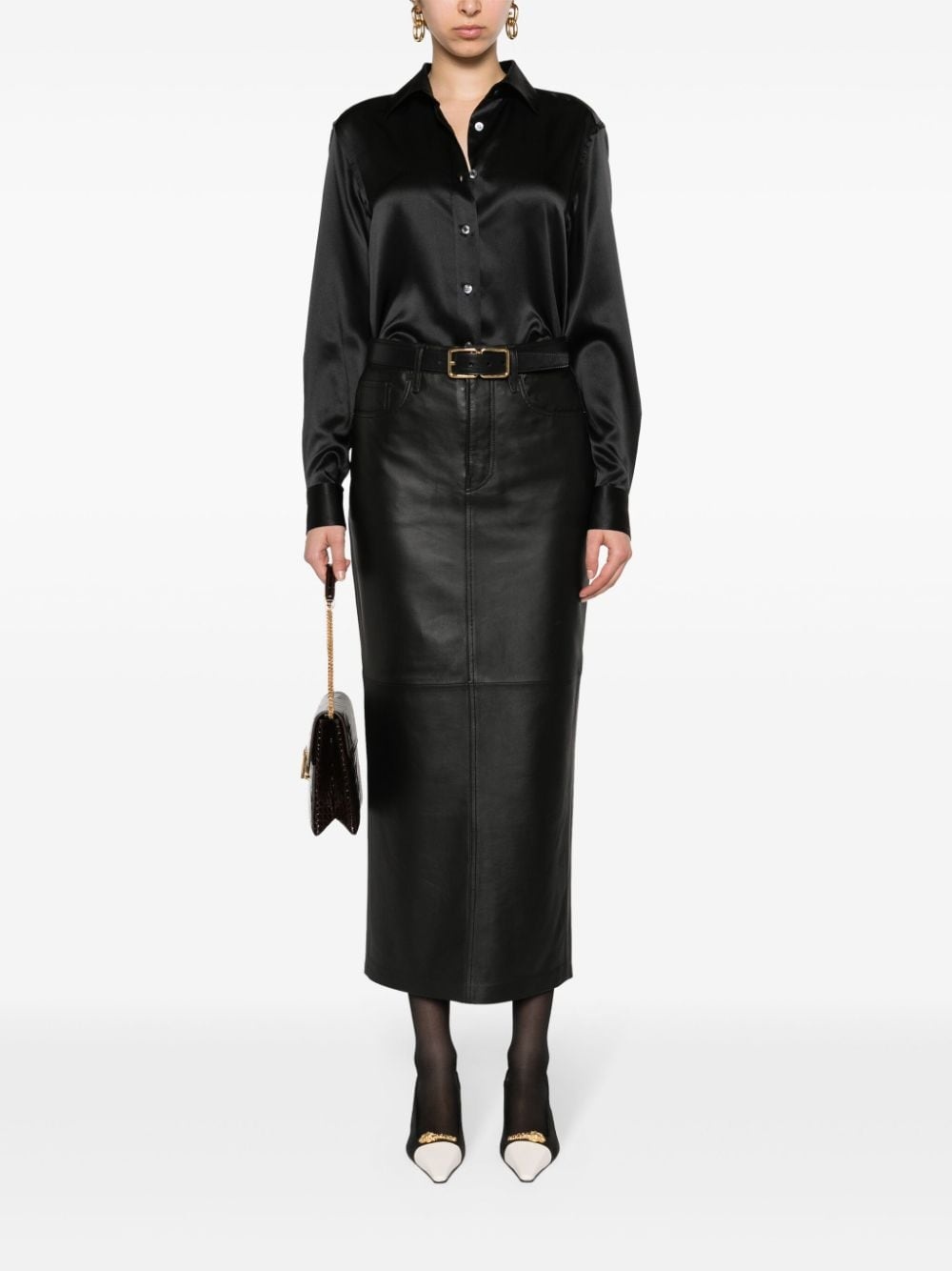 classic-collar silk shirt - 2