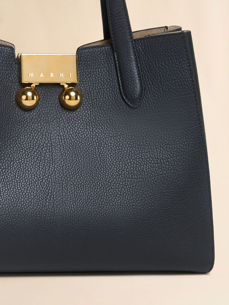 BLACK LEATHER TRUNKAROO TOTE HANDBAG 4